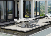 Table repas de jardin haut de gamme en aluminium -  avec plateau en cramique MILO