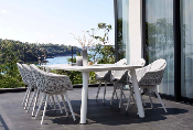Table repas de jardin moderne en aluminium -  avec plateau en cramique - LARA