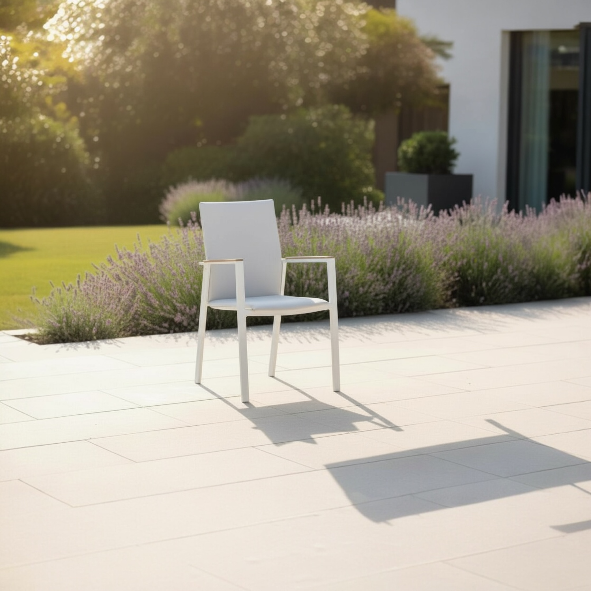 Chaise repas extérieur en aluminium et teck - LILOU (lot de 2)