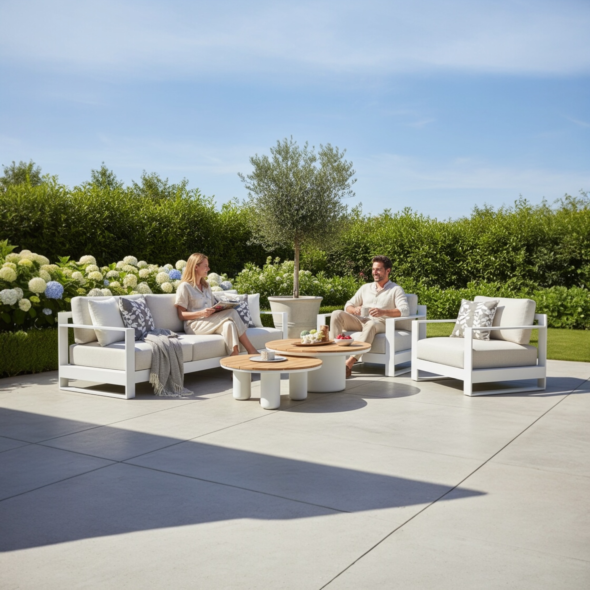 Salon canapé de jardin design aluminium haut de gamme - IRIS BIS