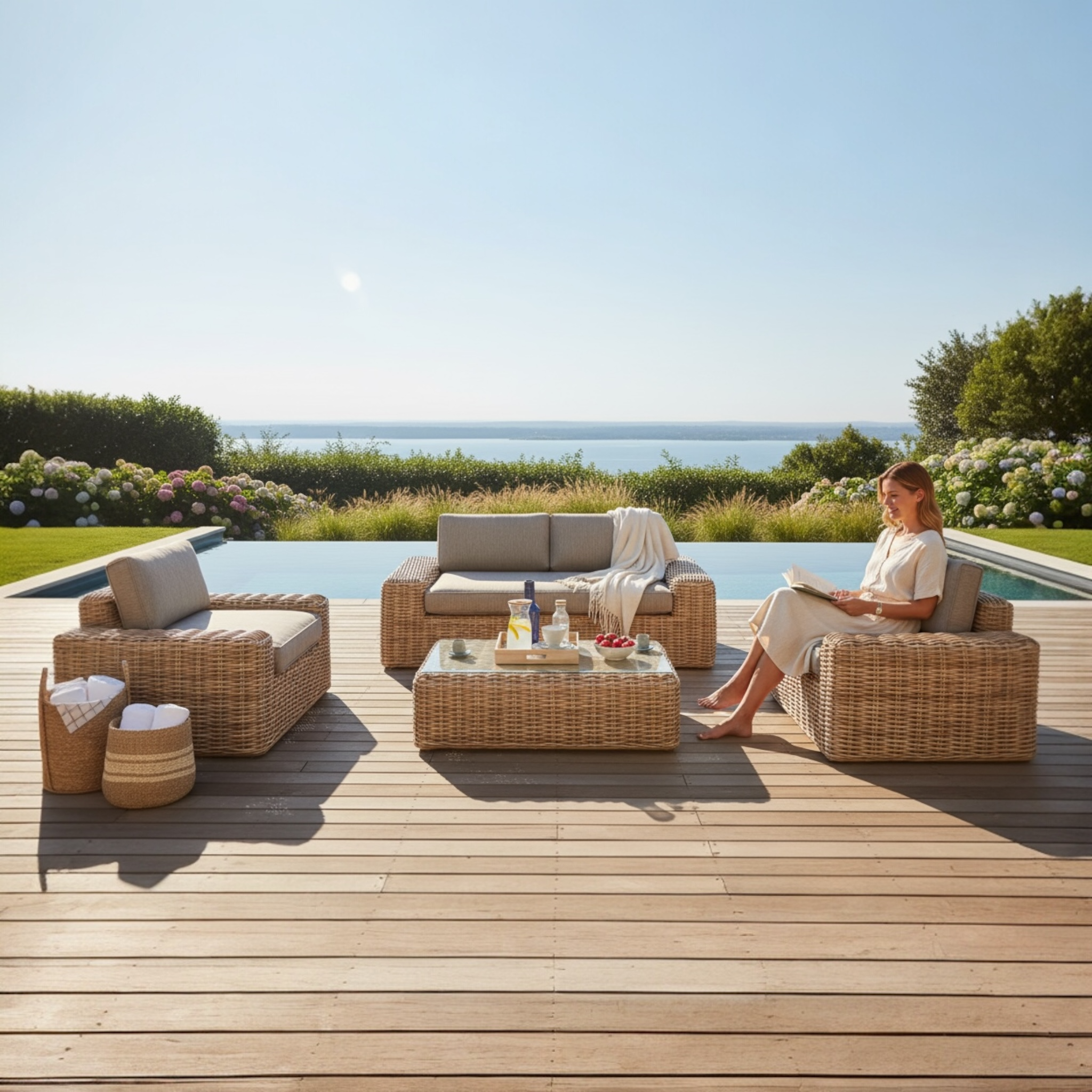 Salon de jardin résine tressée haut de gamme - BALI OSIER