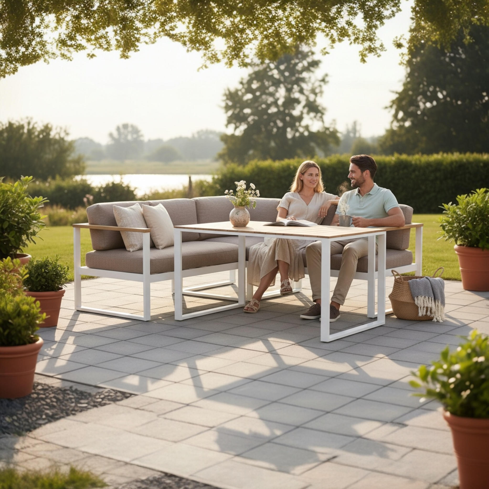 Salon de jardin en aluminium et teck - KIMY