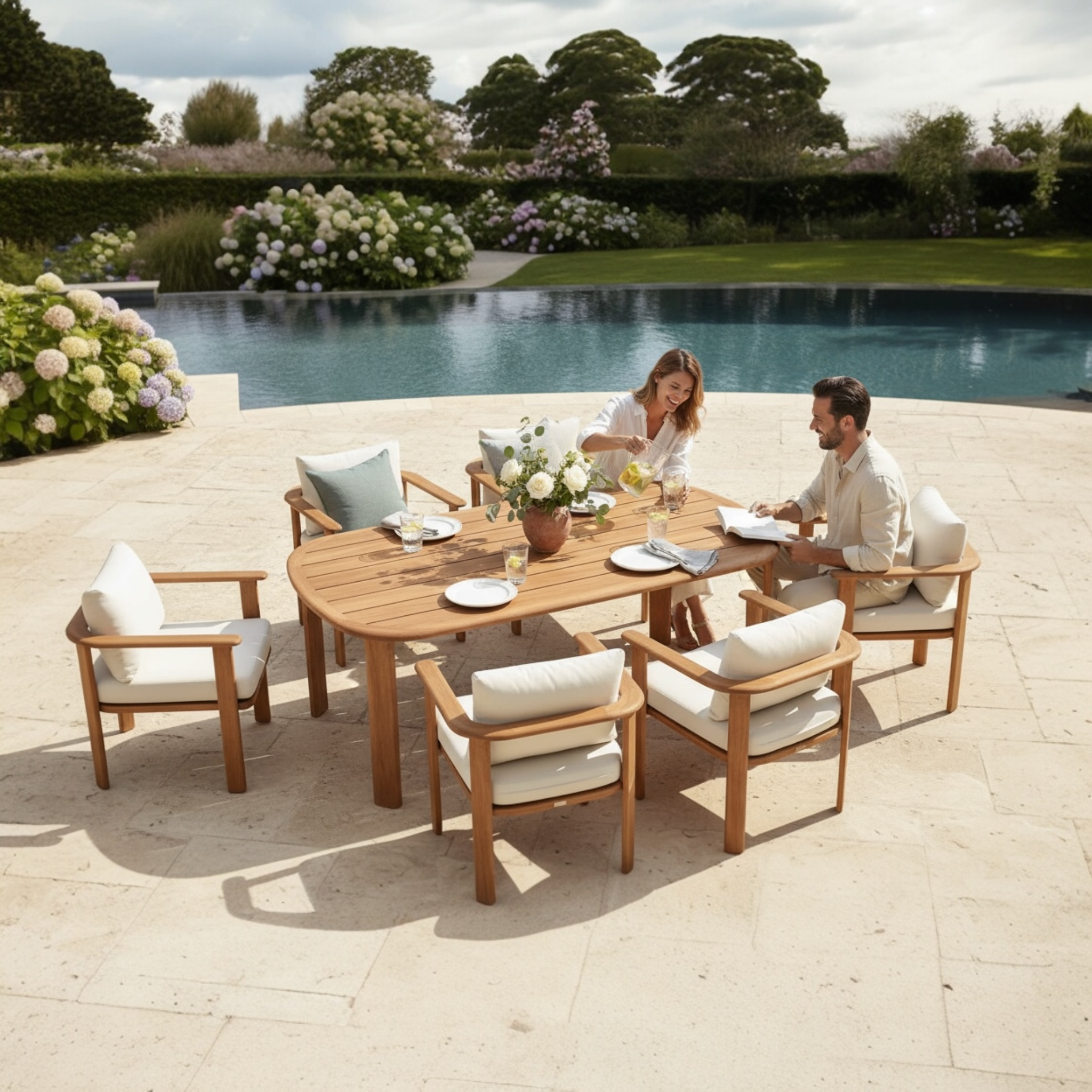 Ensemble repas de jardin en teck massif 6 places - ROMA