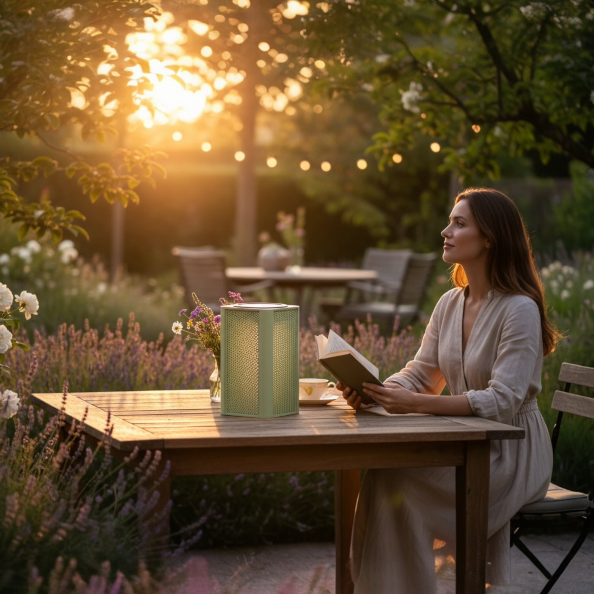 Lampe solaire d'extérieur aluminium vert - ARLO CUBE