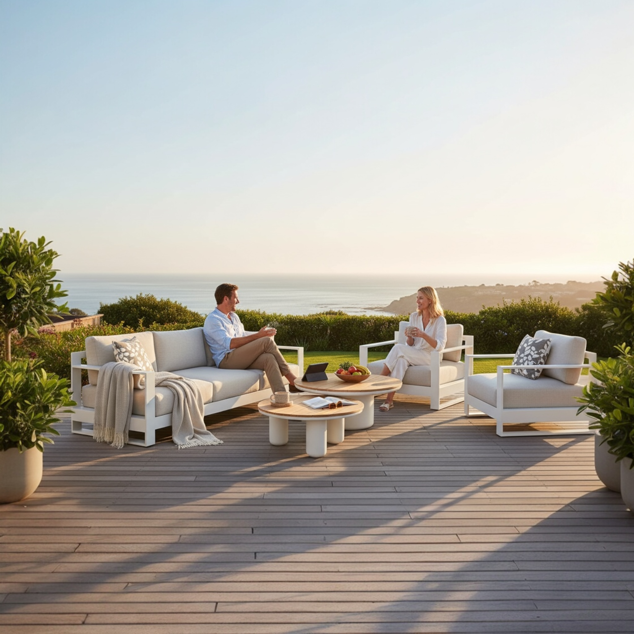 Salon canapé de jardin design aluminium haut de gamme - IRIS BIS