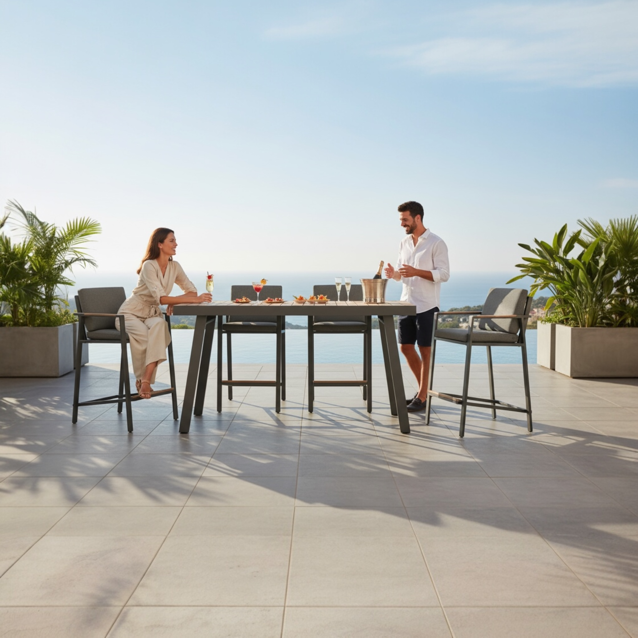 Bar de jardin en aluminium et teck - NOFFY BAR NOIR