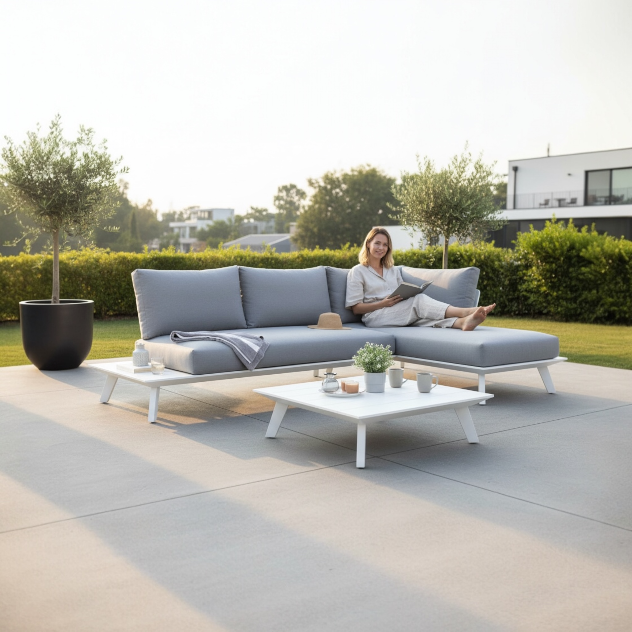 Canapé de jardin design en aluminium - TINY MINI BLANC