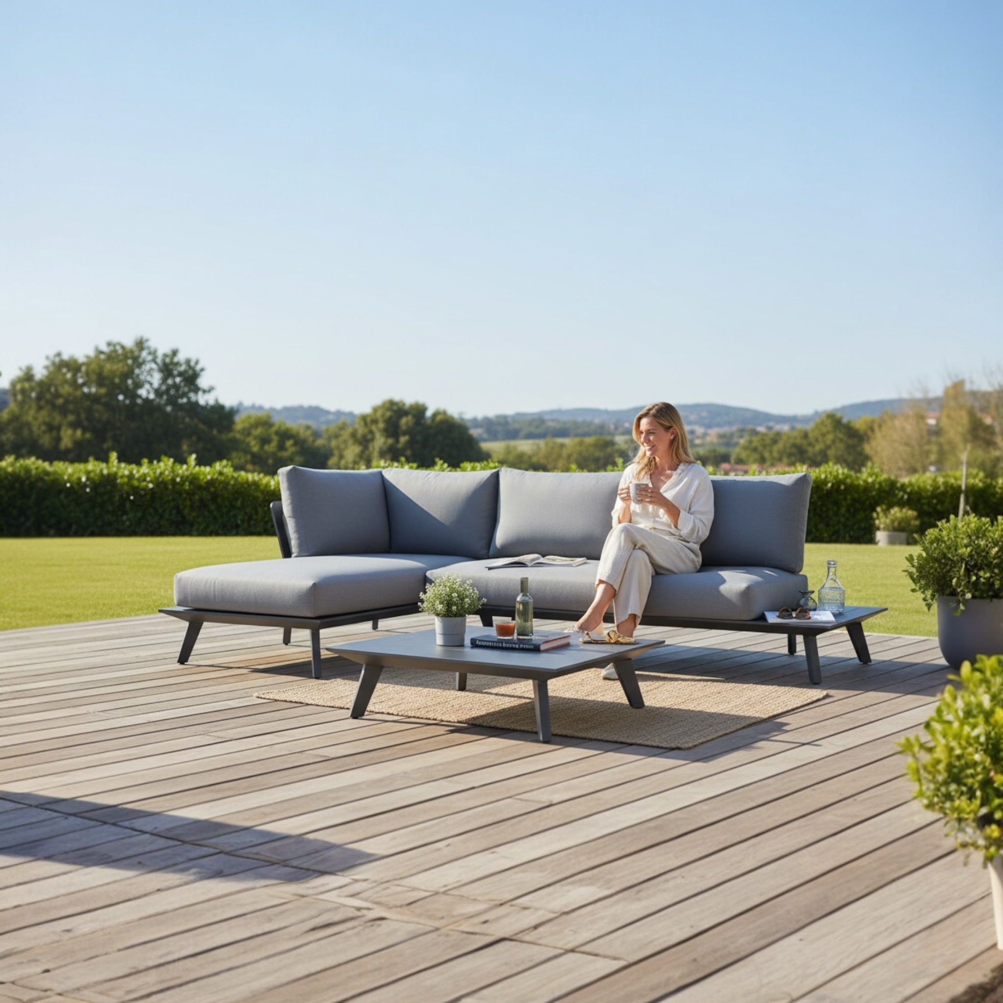 Salon d'angle design en aluminium - TINY MINI NOIR