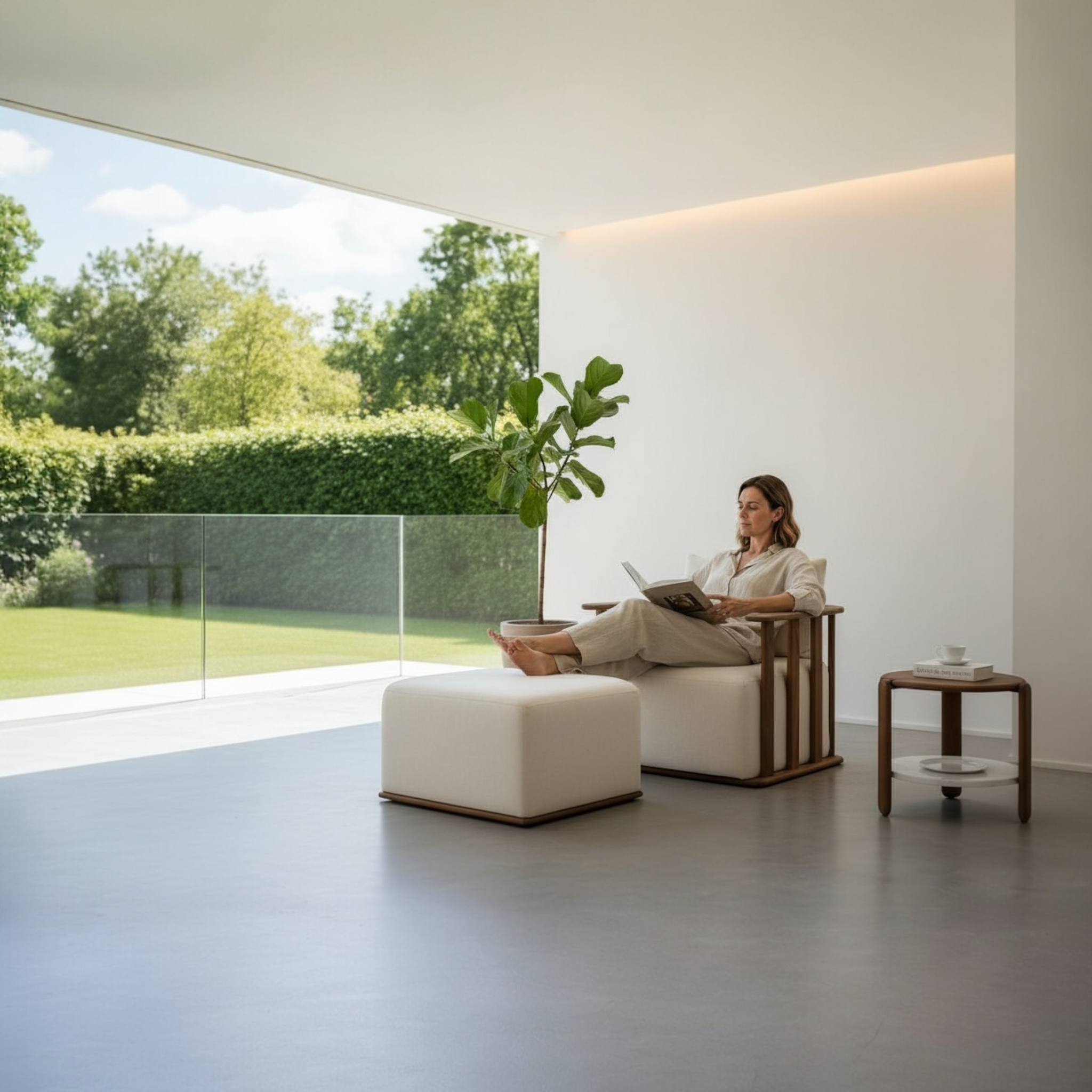 Pouf extérieur en teck massif - ROMA