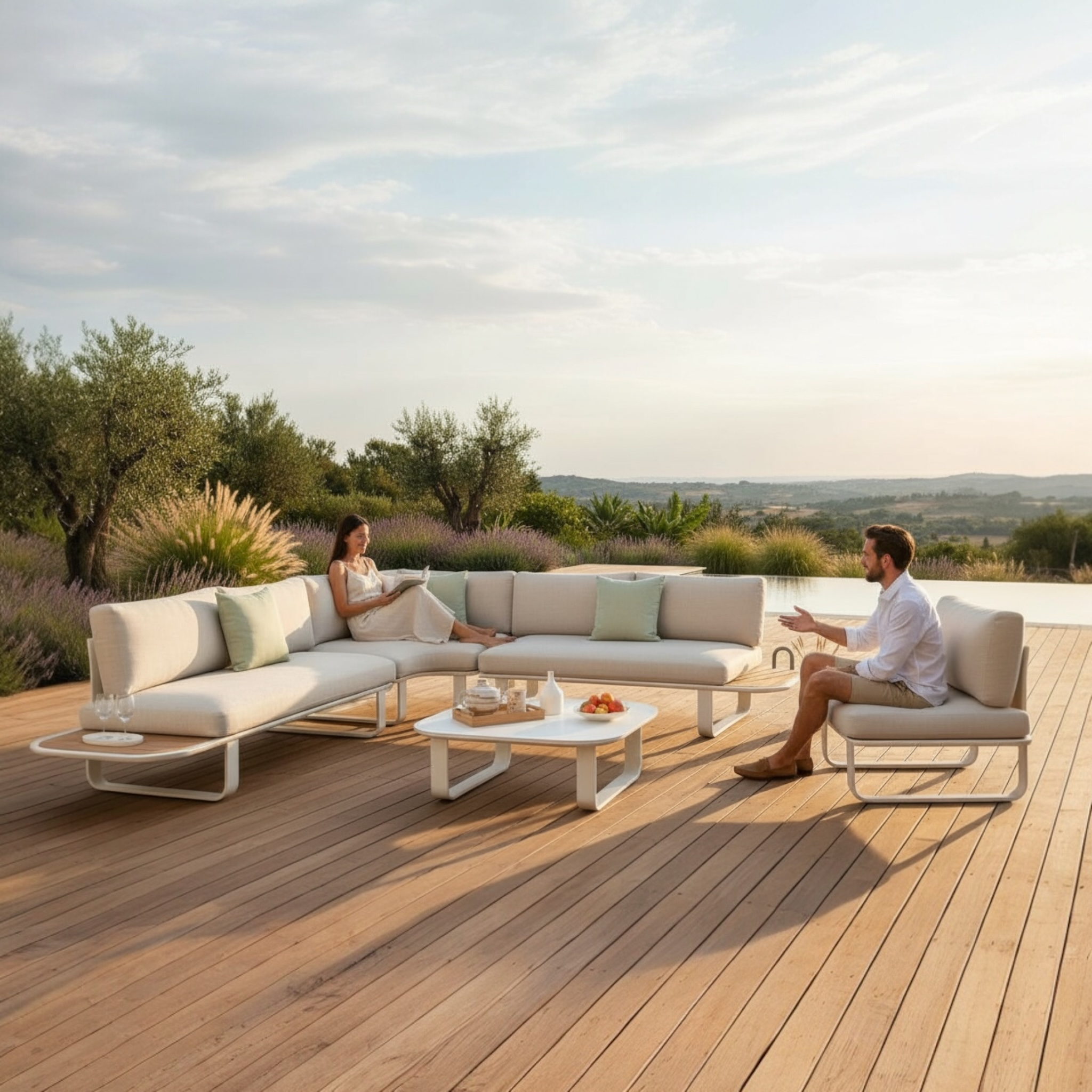 Salon de jardin d'angle haut de gamme en aluminium - EMY