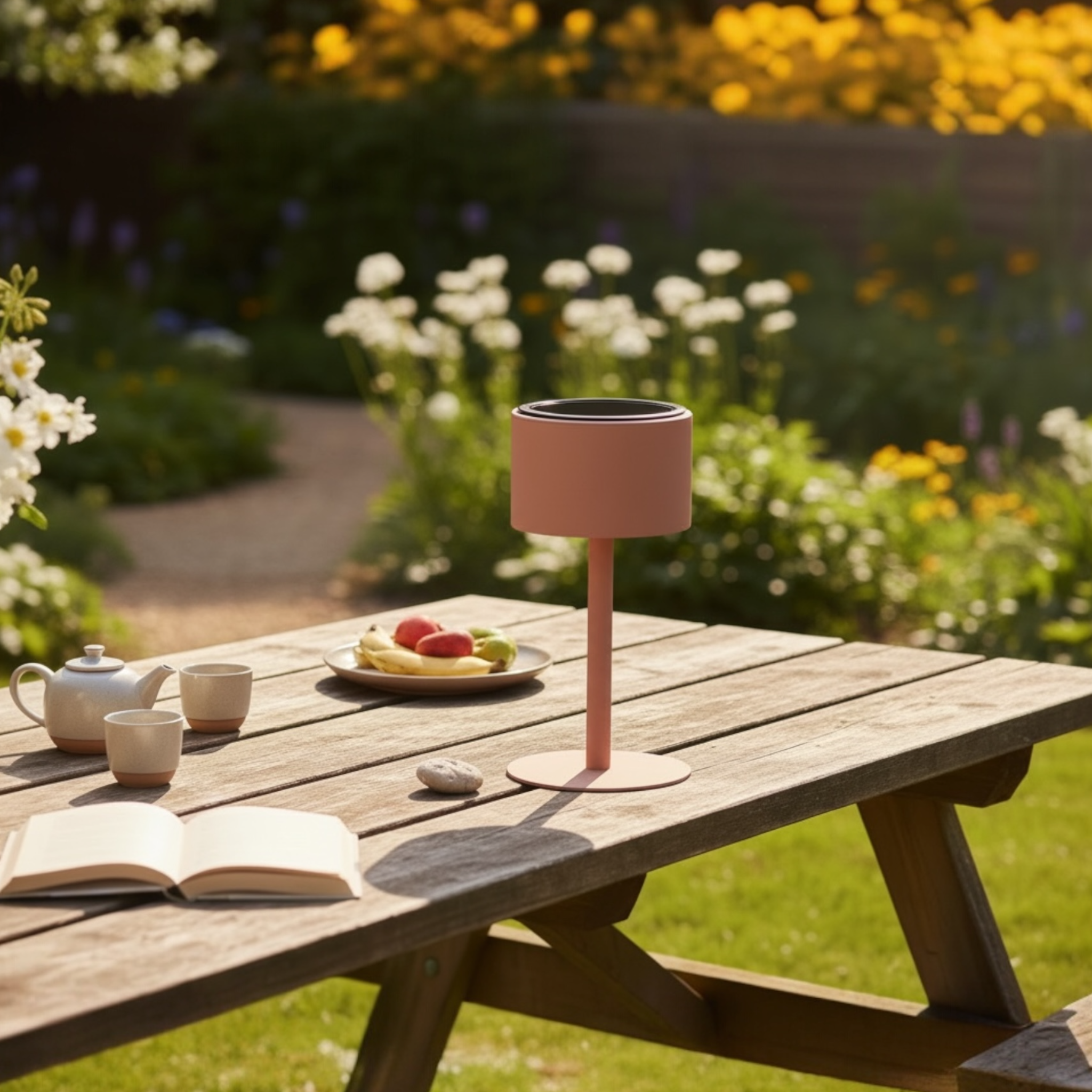 Lampe solaire d'extérieur aluminium rouge - ARLO ROUND ROUGE