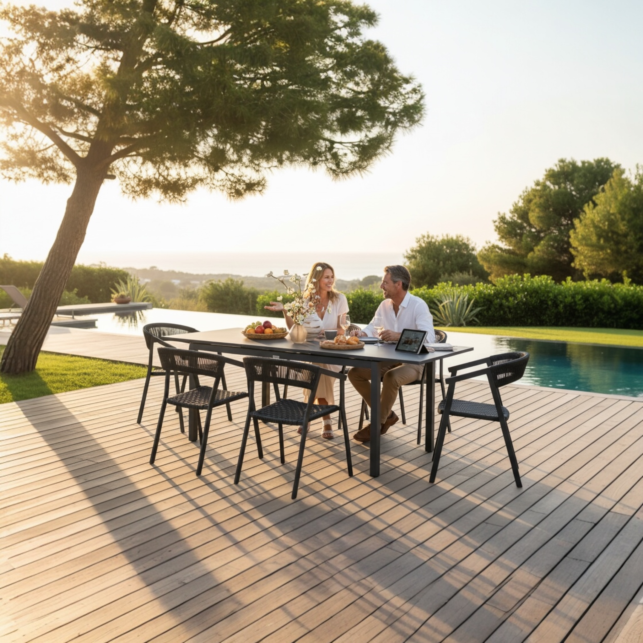 Table extensible en aluminium noir - LOU MINI