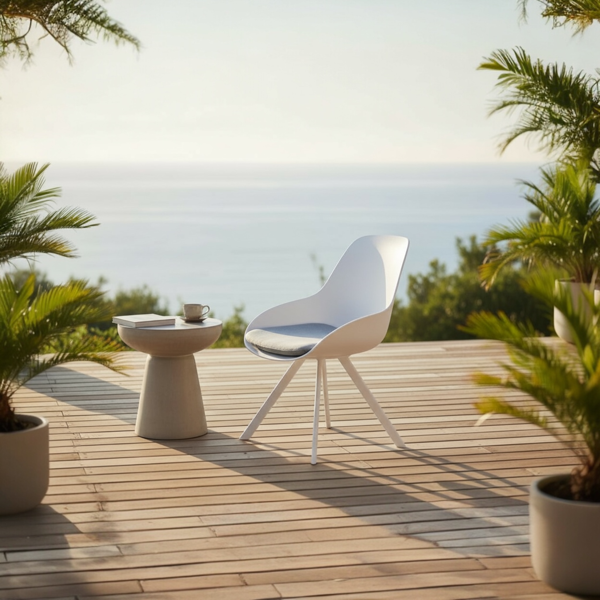 Chaise de jardin en aluminium blanc et polyéthylène blanc - MONDO (lot de 2)