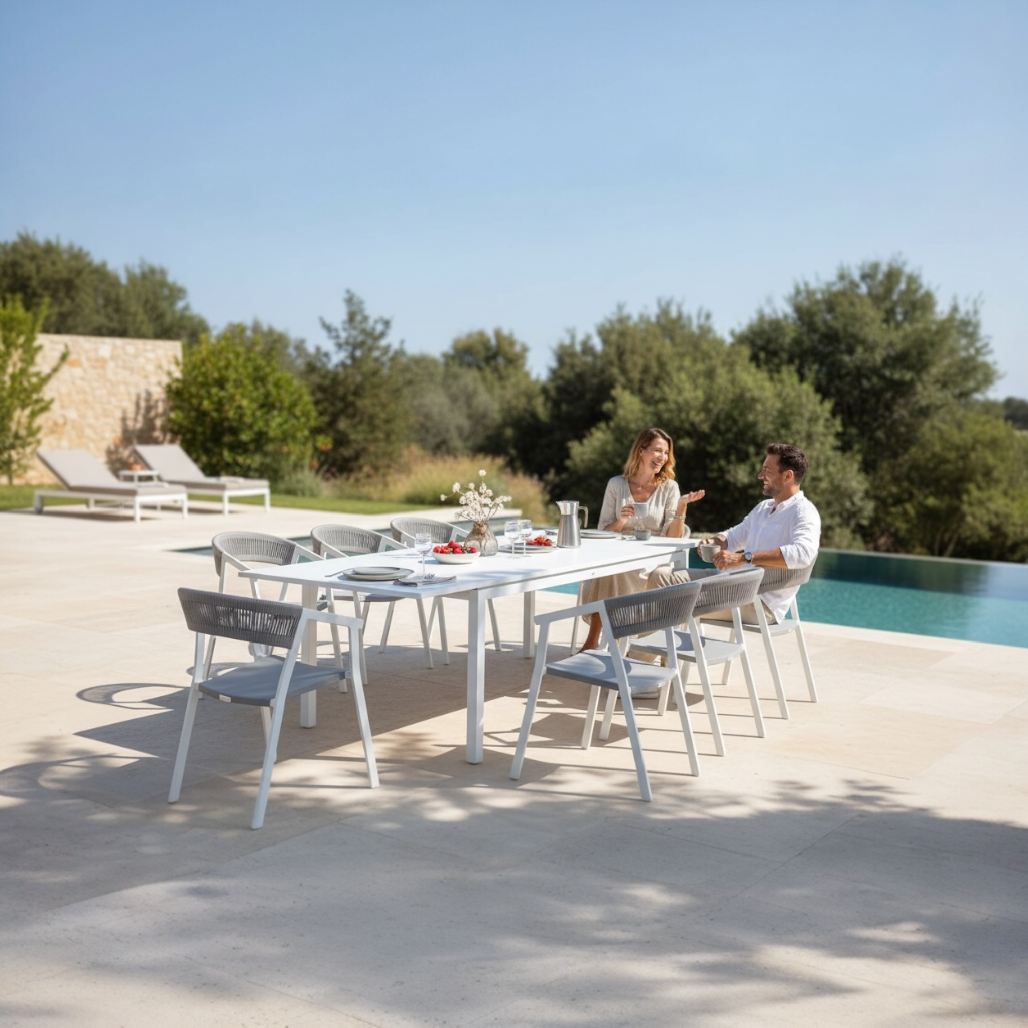 Table extensible 200-280 cm en aluminium blanc - LOU