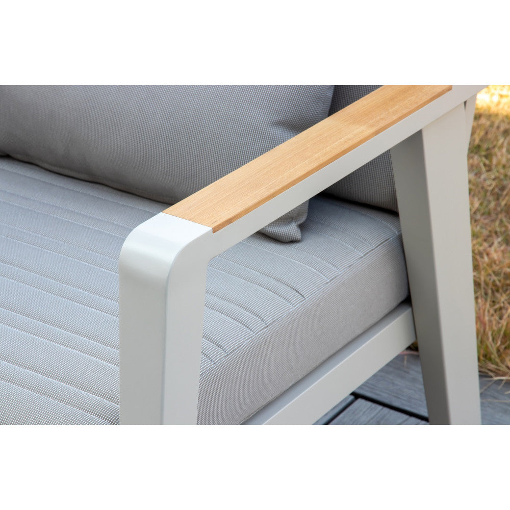 Salon de jardin en aluminium et en teck - LOVY BLANC