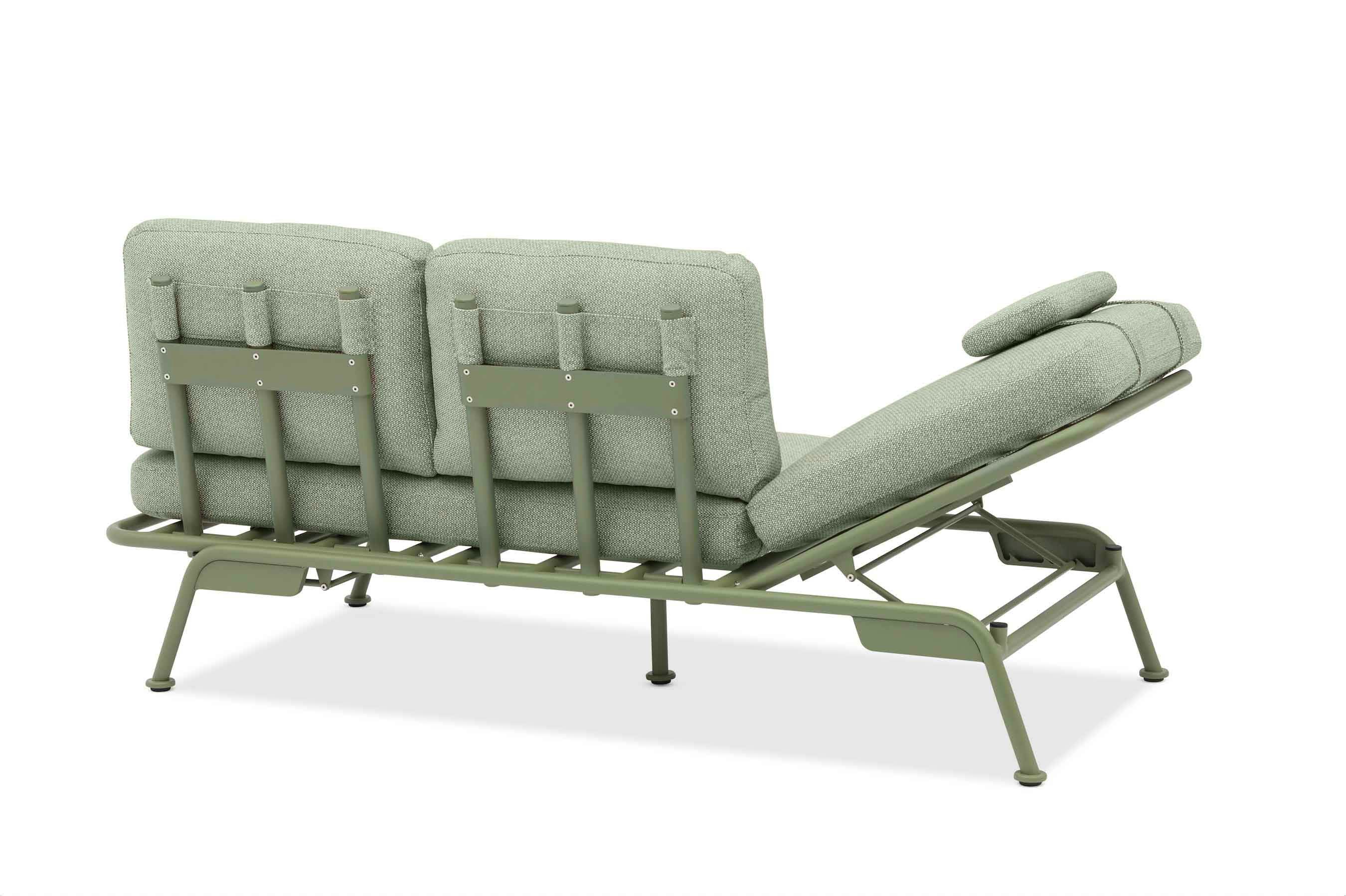 Salon de jardin / bain de soleil modulable en aluminium vert - SUNNY