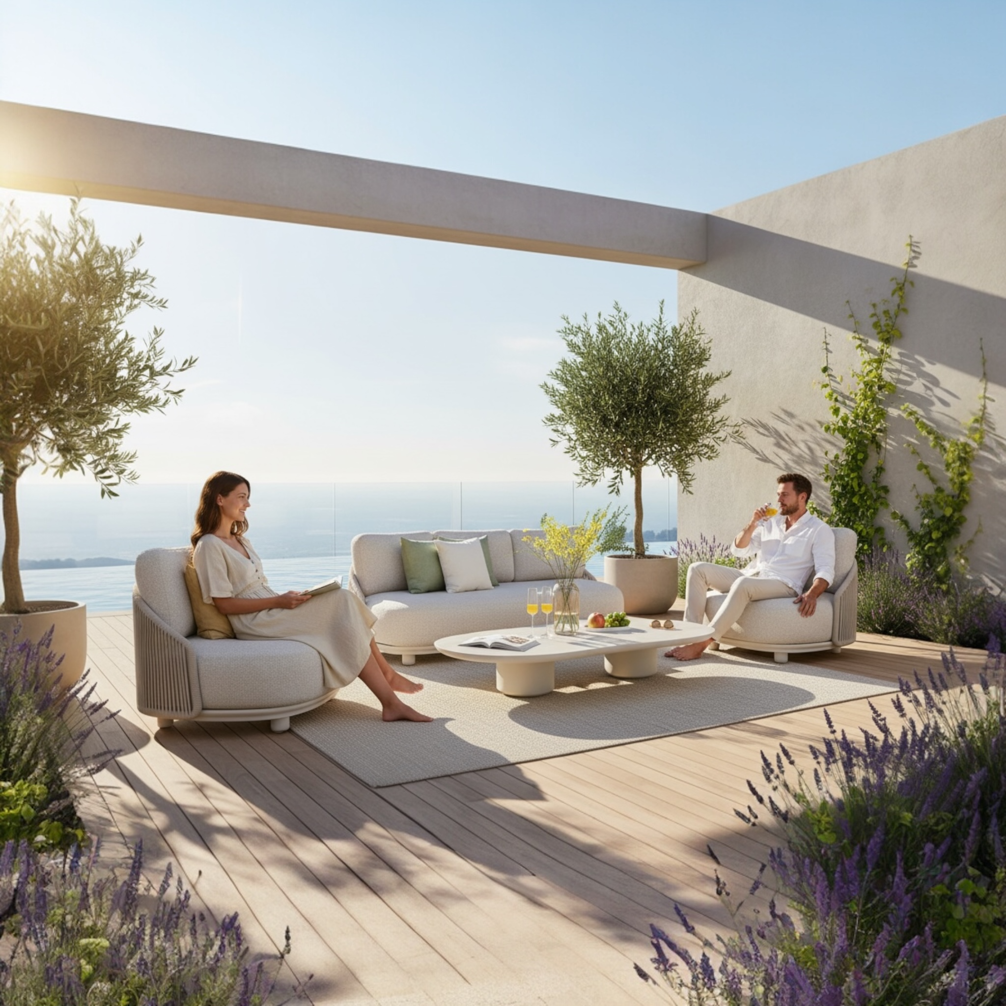 Salon bas de jardin Aura beige 5 places