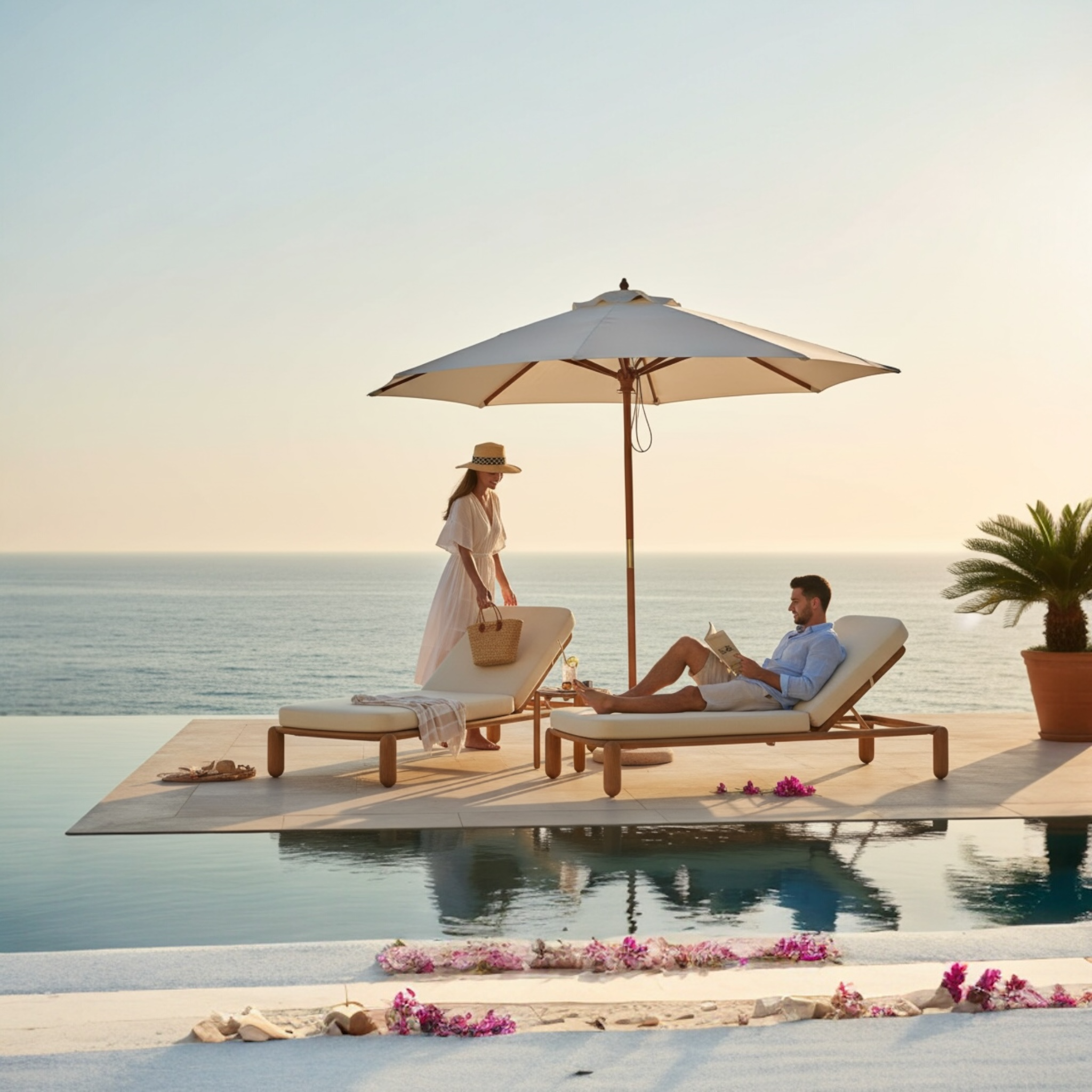 Duo de bain de soleil en bois massif - ROMA