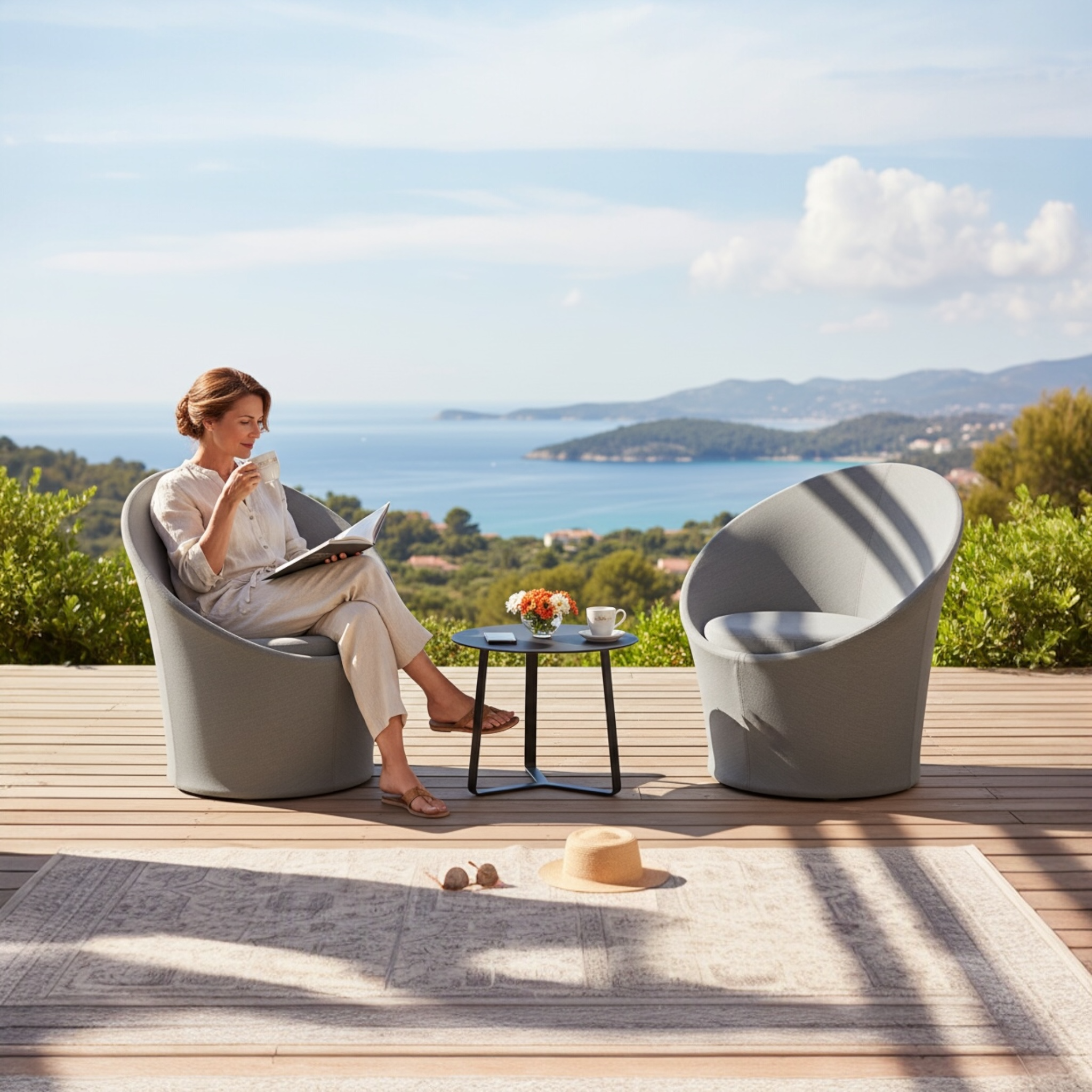 Fauteuil de jardin gris design haut de qualité Luna