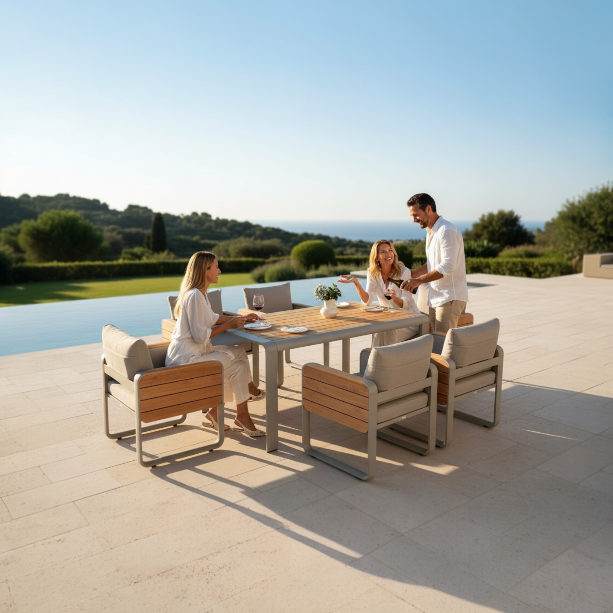 Table repas de jardin avec fauteuil confortable TALIA