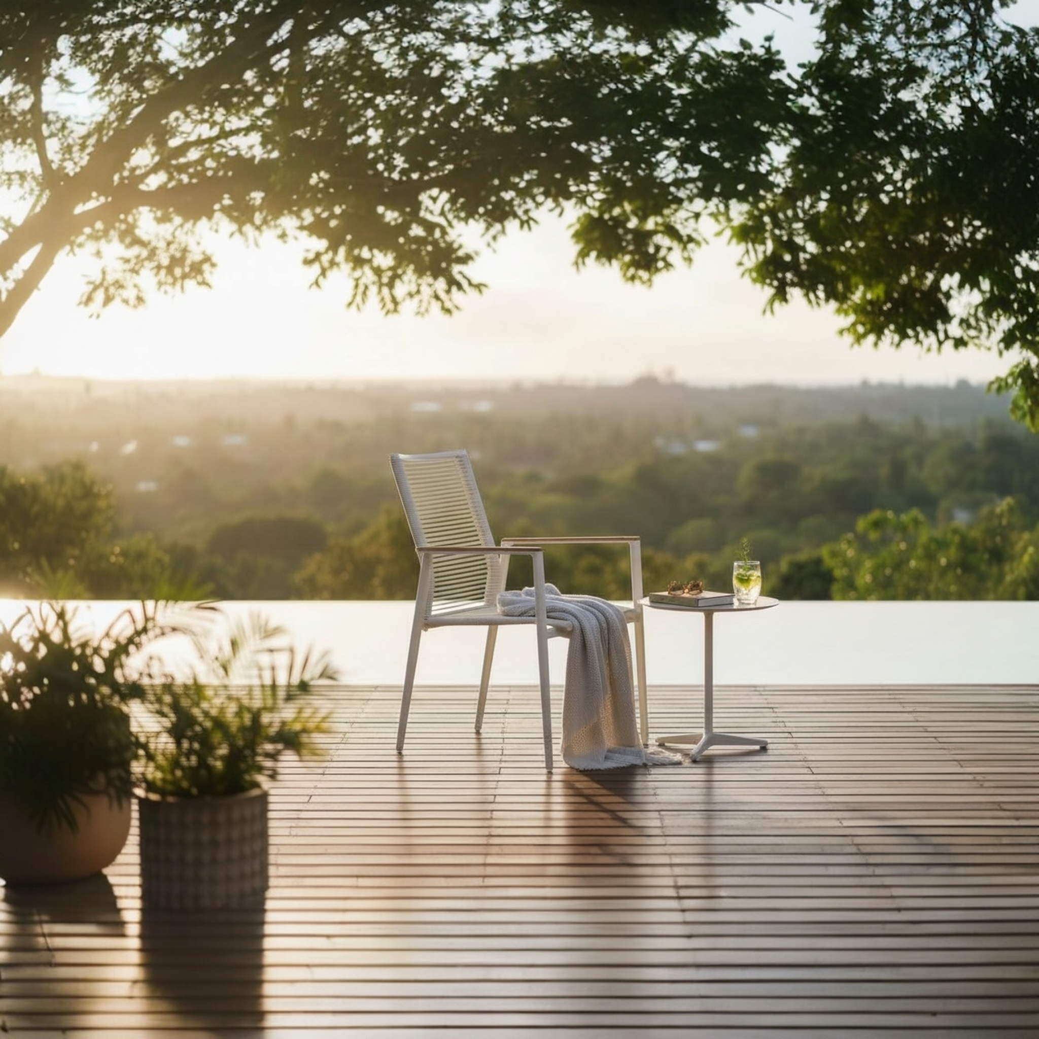 Chaise repas de jardin en alu et corde Vénus
