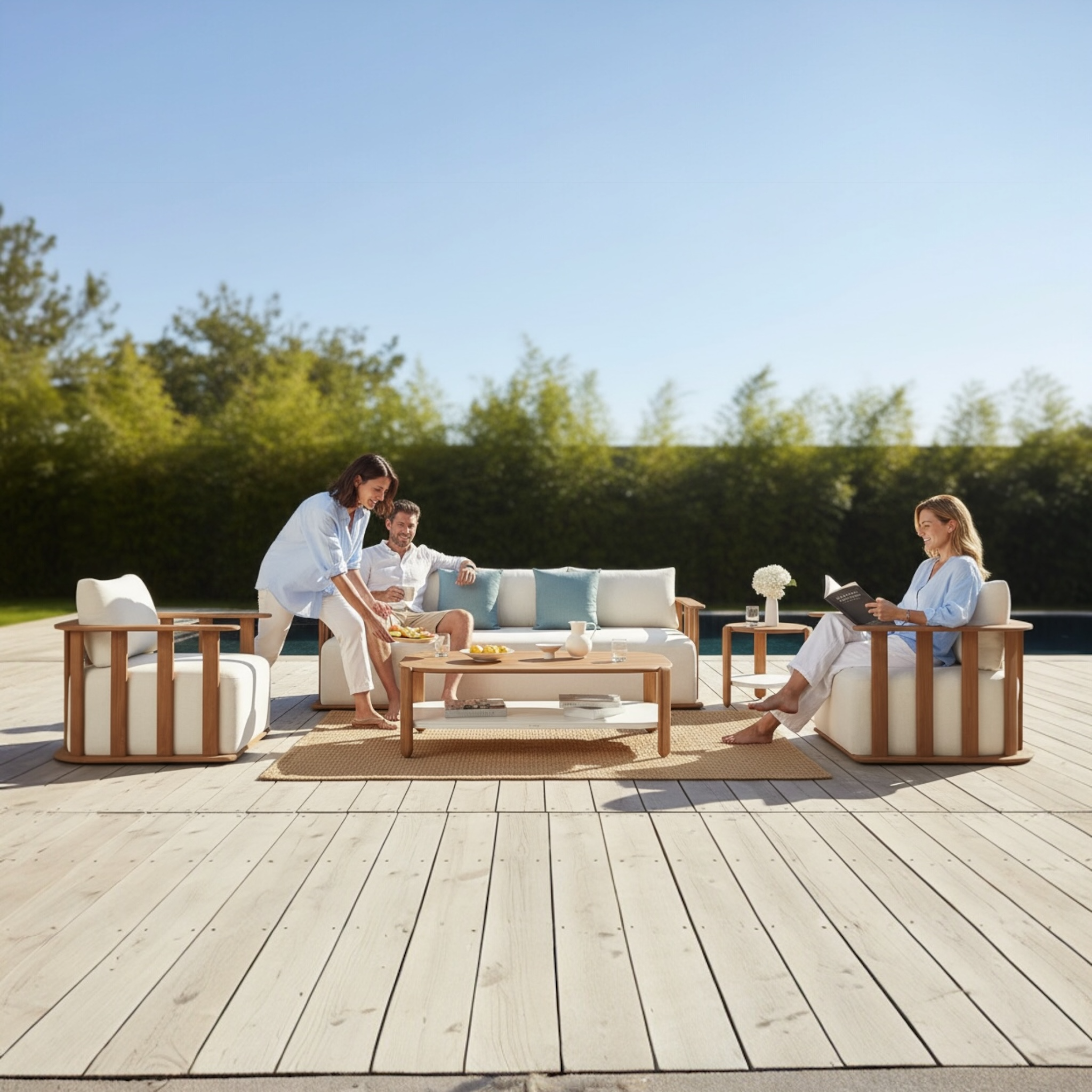 Salon de jardin haut de gamme en teck massif 5 places - ROMA