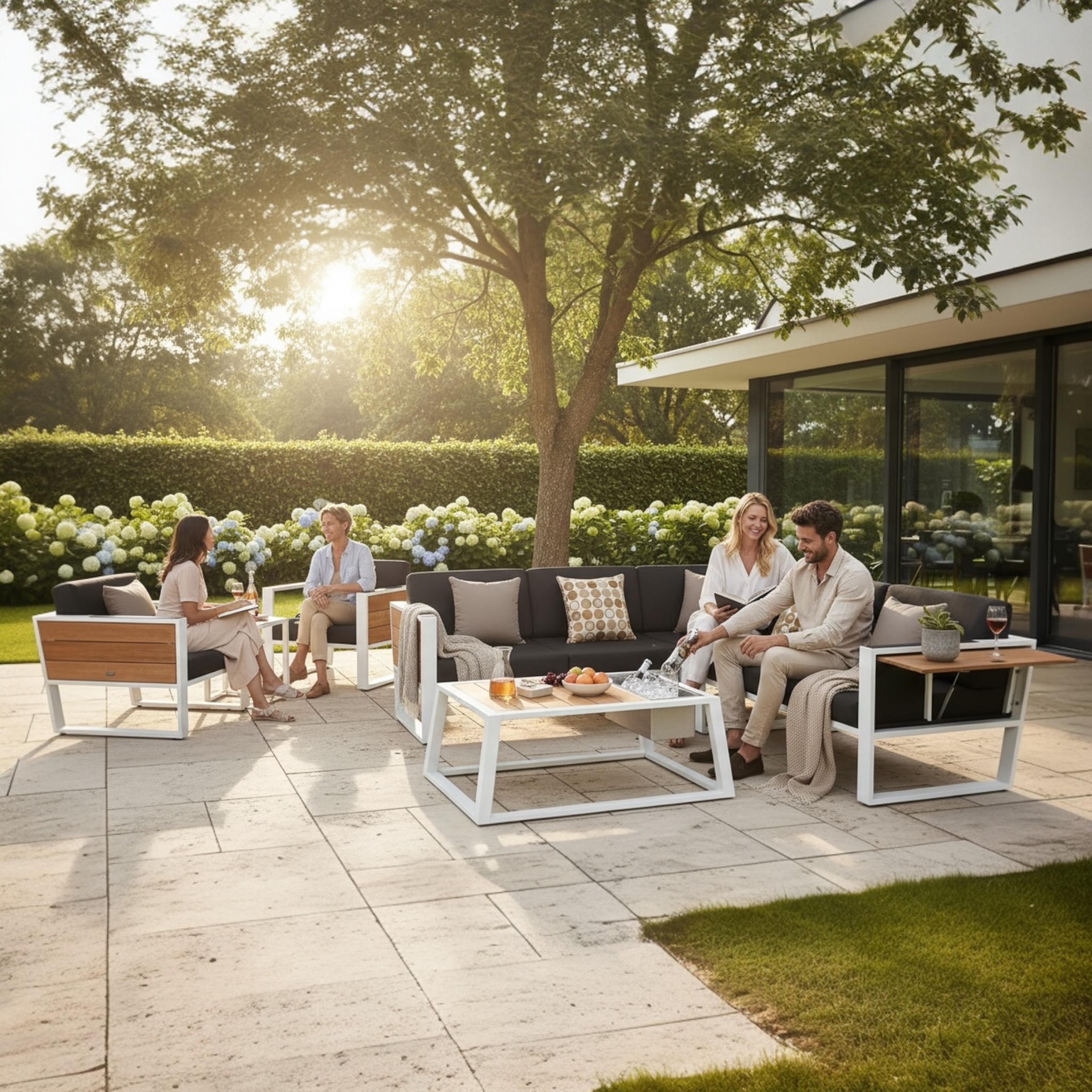 Salon de jardin design haut de gamme et alu et teck - york cosy