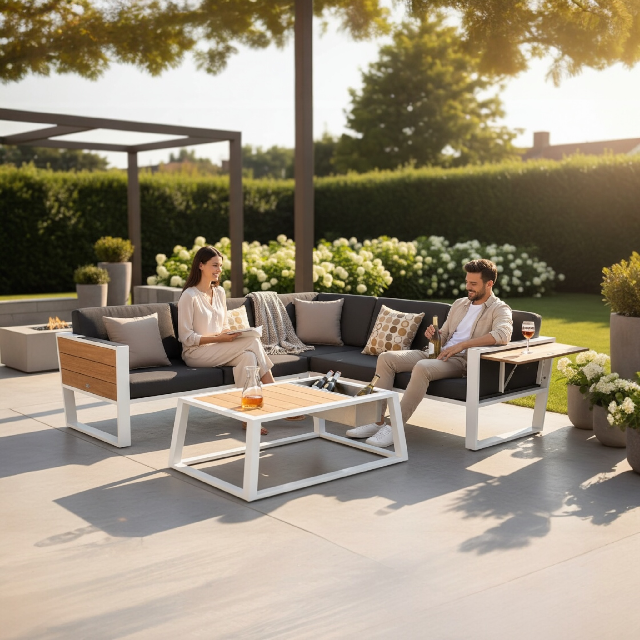 Salon de jardin en angle 5 place york cosy