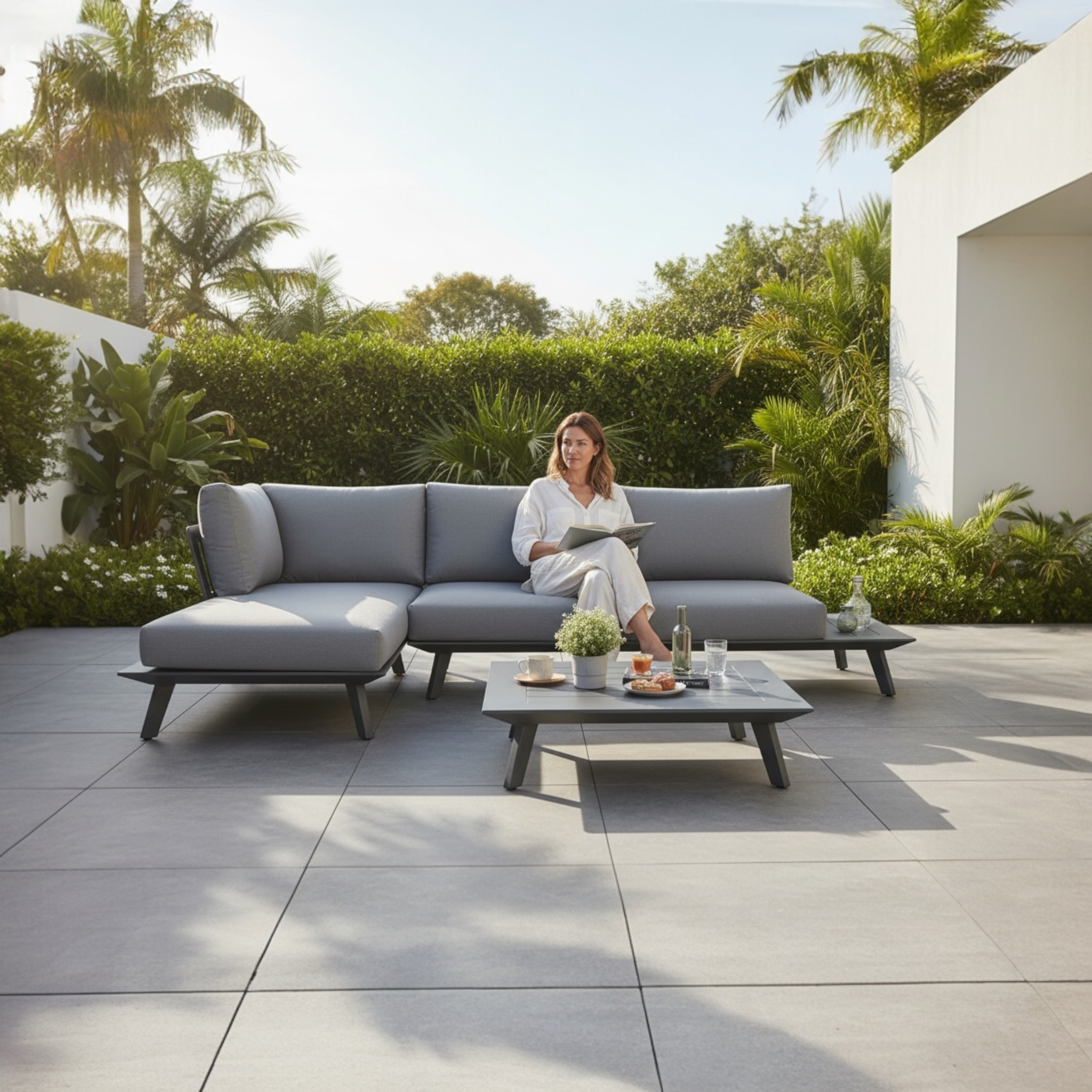 Salon de jardin tiny noir en aluminium pour balcon ou petit terrasse