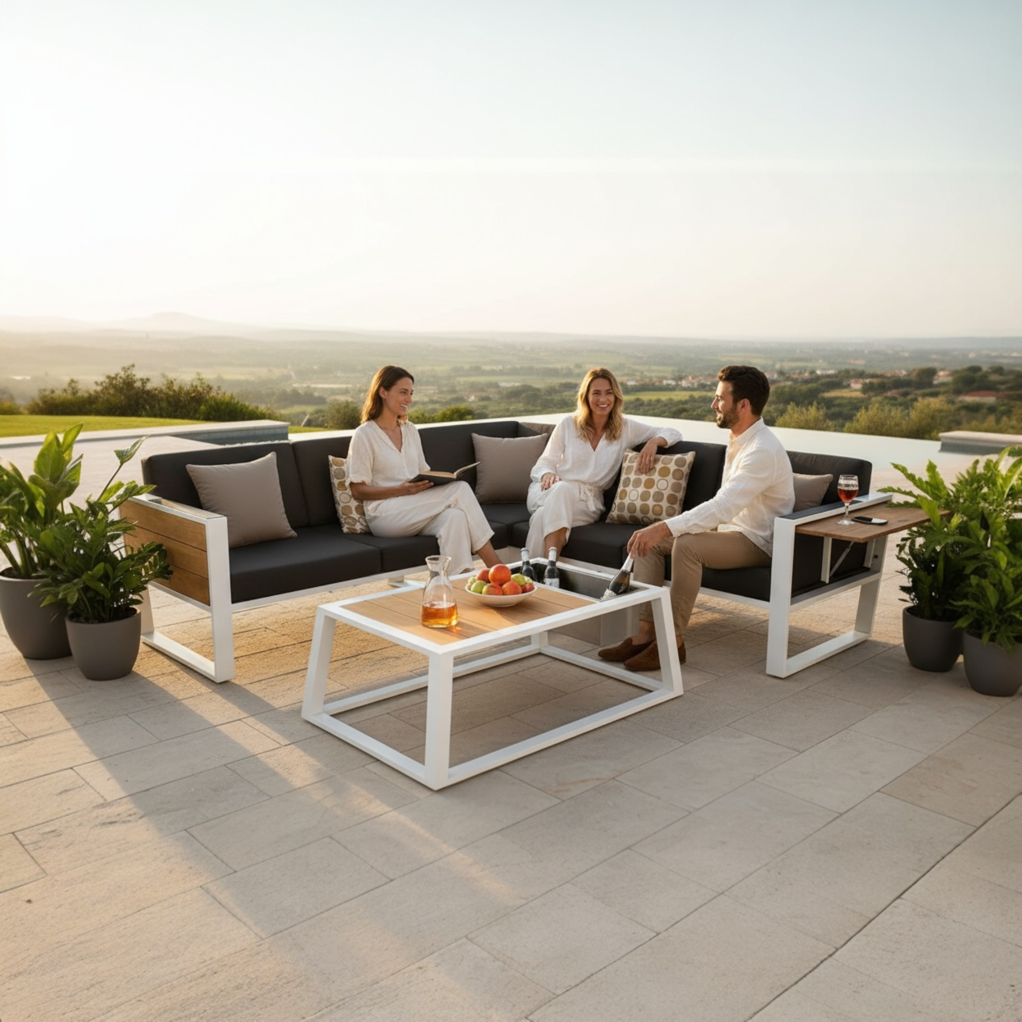 Ensemble salon de jardin avec table basse york cosy noir