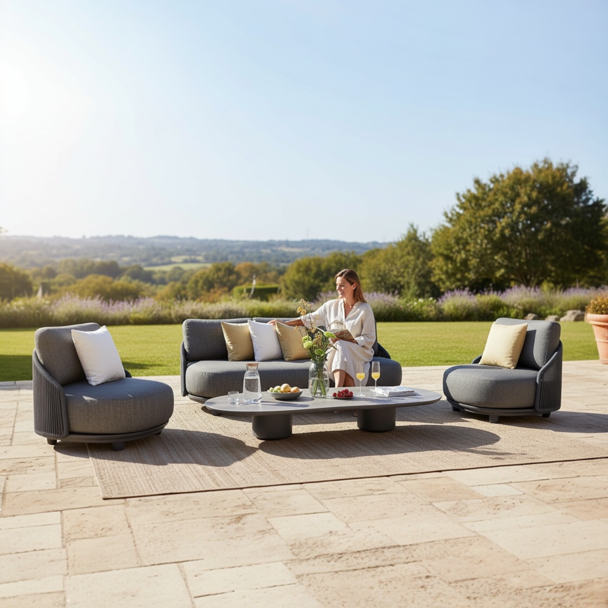 Salon de jardin design haut de gamme 5 place Aura noir