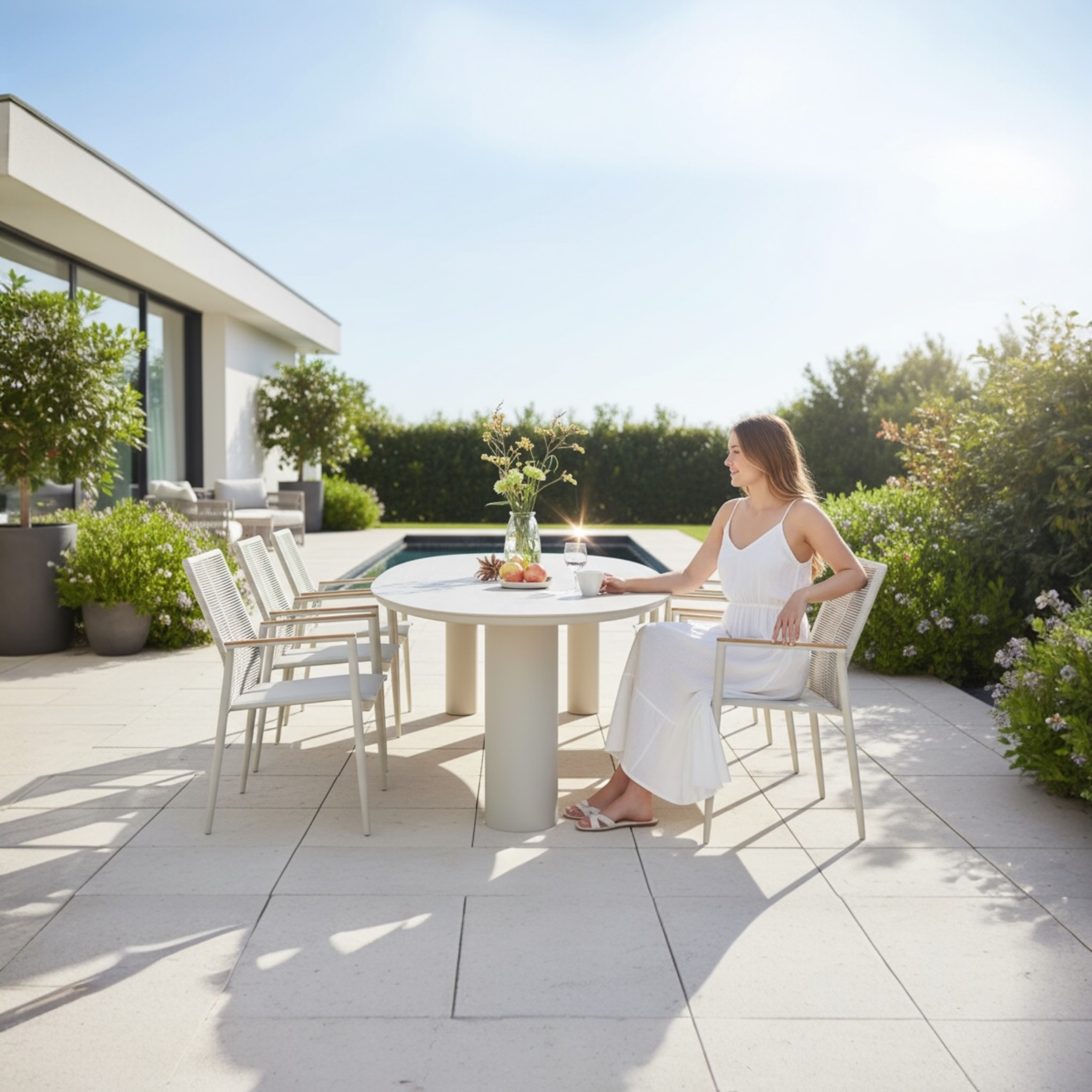 Grande table à manger ovale avec plateau en céramique - LYSE