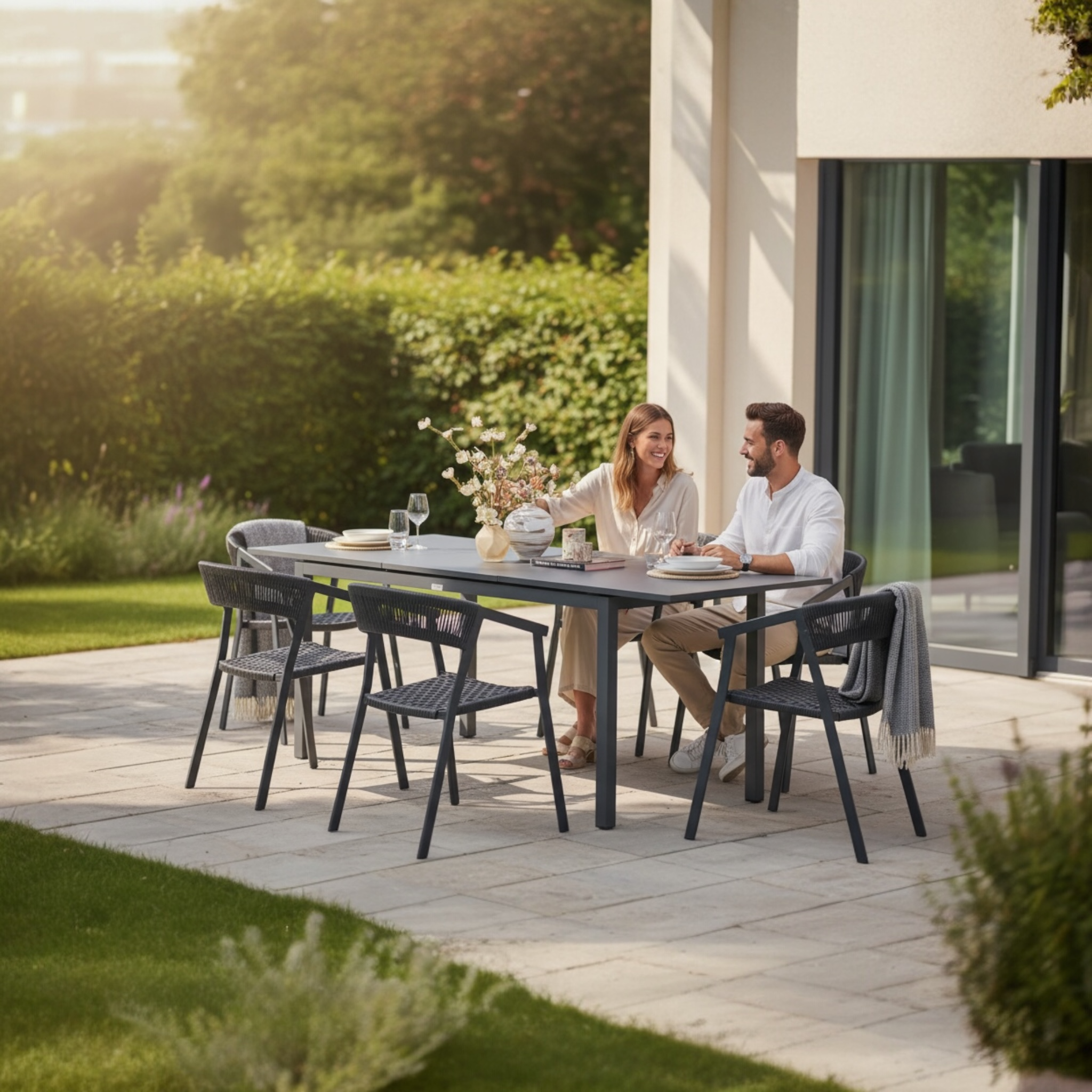 TABLE DE JARDIN DESIGN EN ALU GRIS