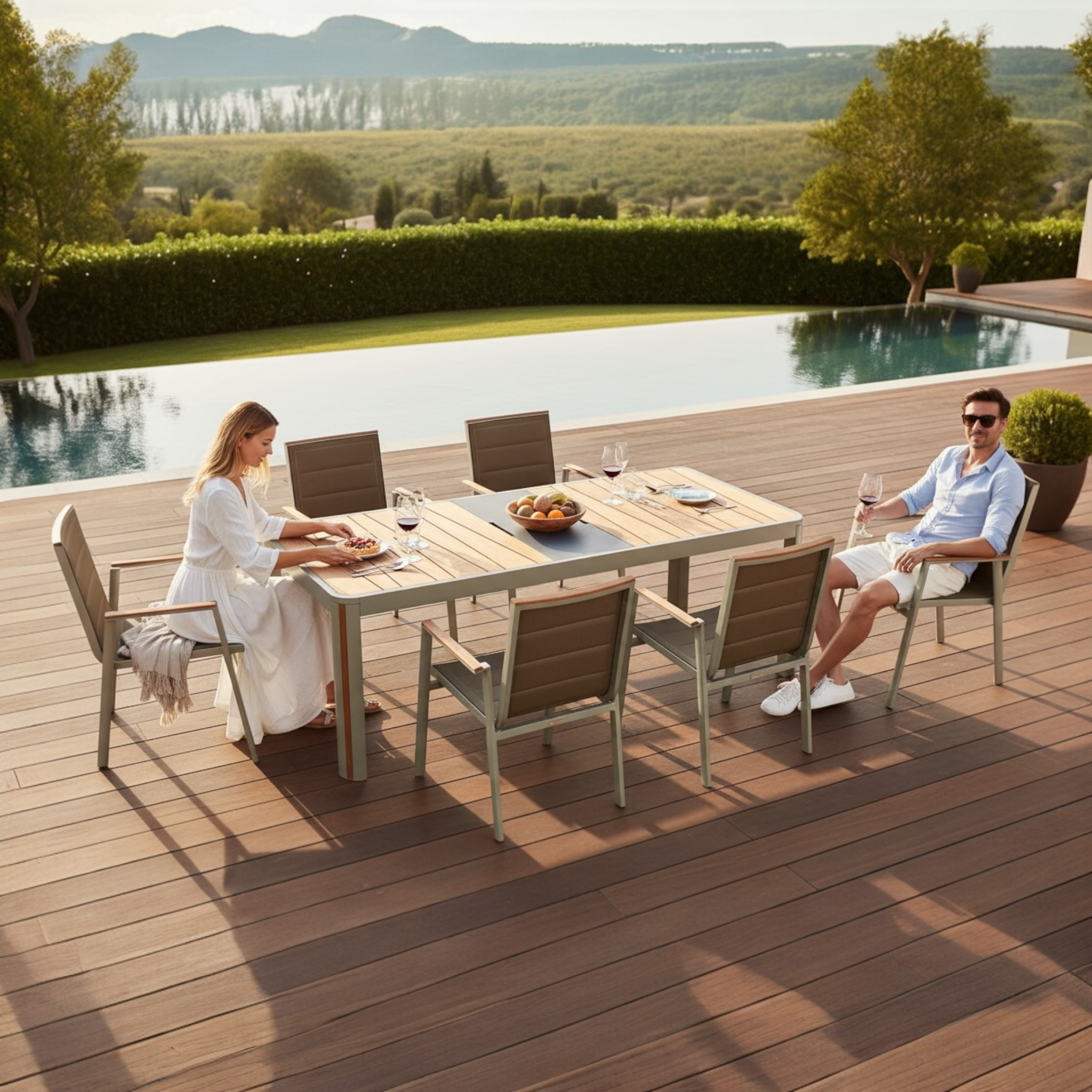 Table et 6 fauteuil de jardin en alu GENOVA