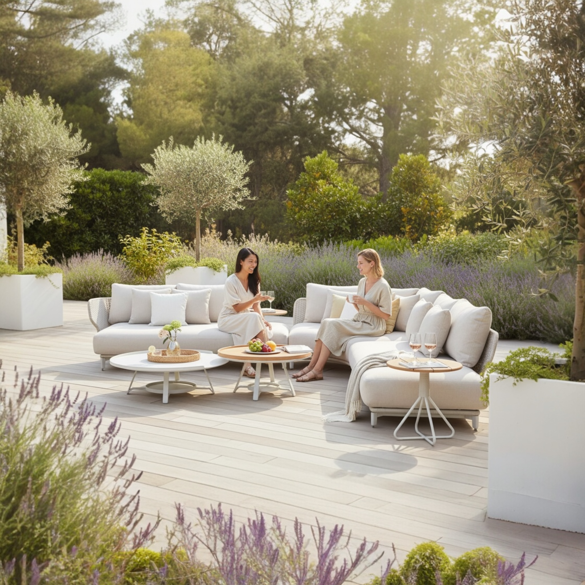 Grand canapé de jardin Charly beige de haute qualité