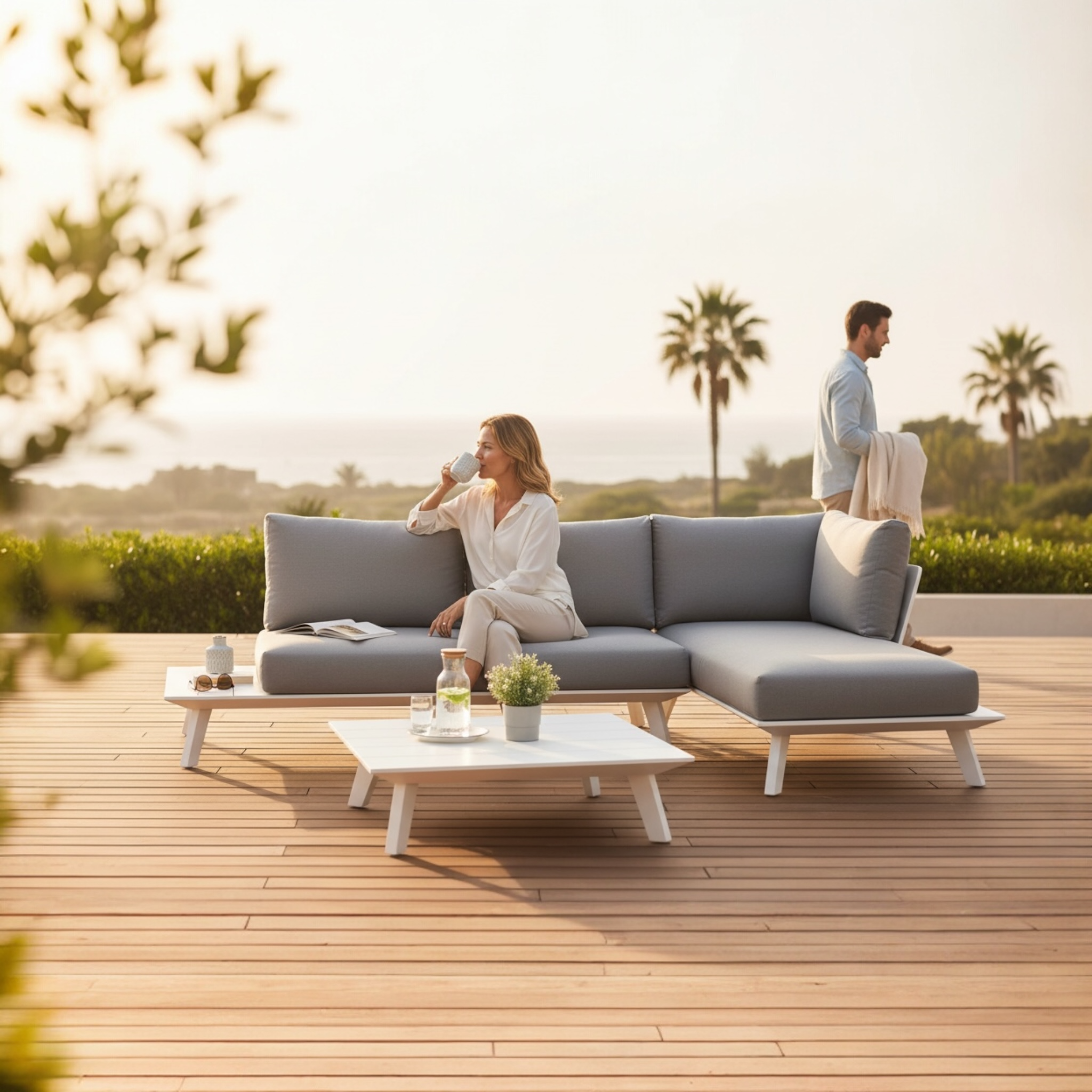 Salon bas de jardin ou balcon 4 place blanc - Tiny mini blanc