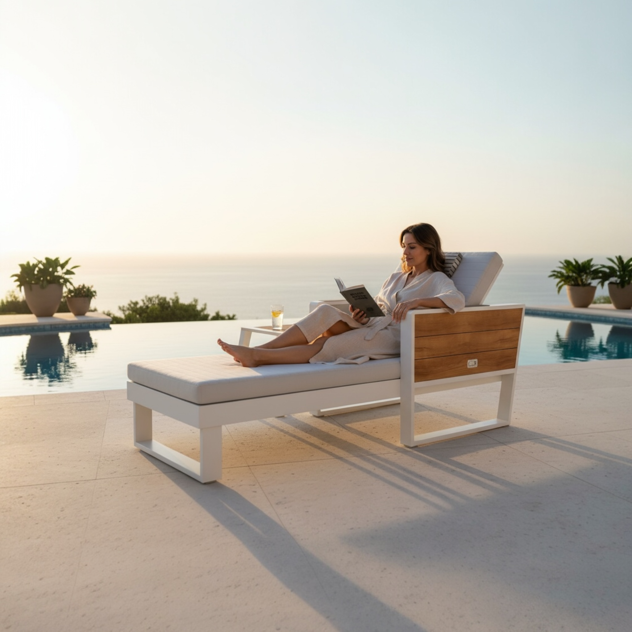 Duo Bain de soleil York - en alu et teck design de qualité