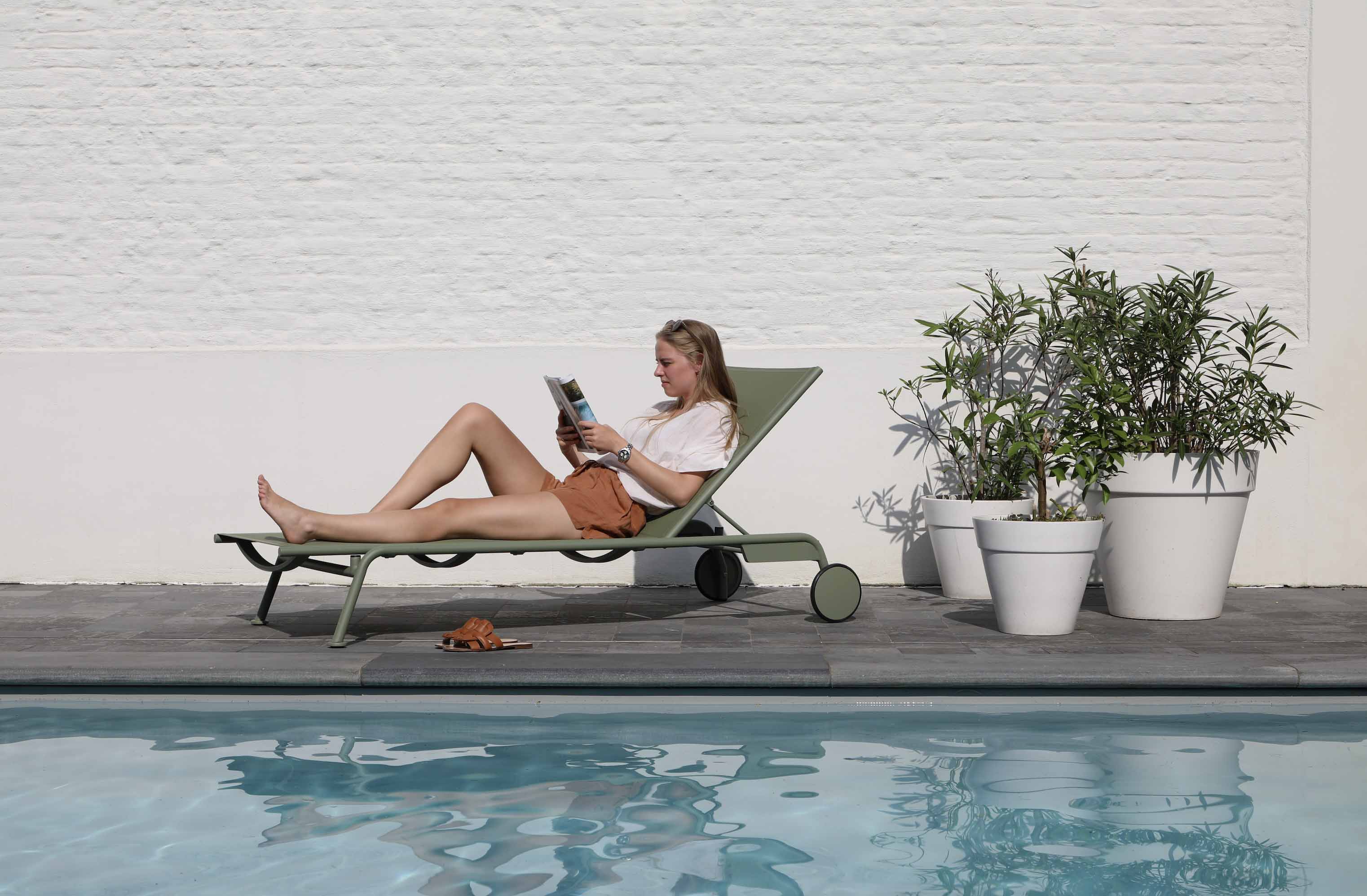 Bain de soleil en aluminium et textilène (lot de 2) - SUNNY VERT