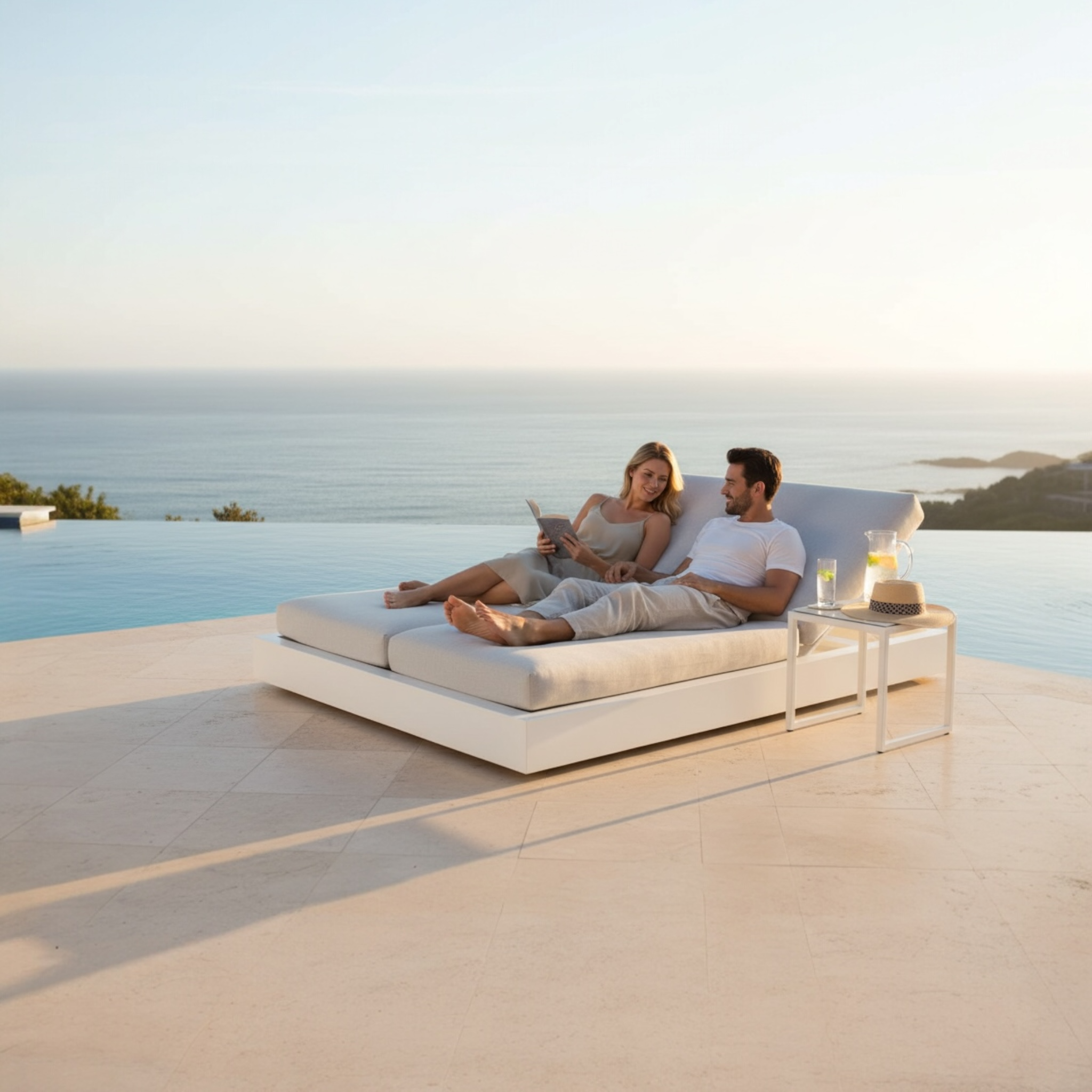 Lit de piscine double luxe en aluminium - COMO BED