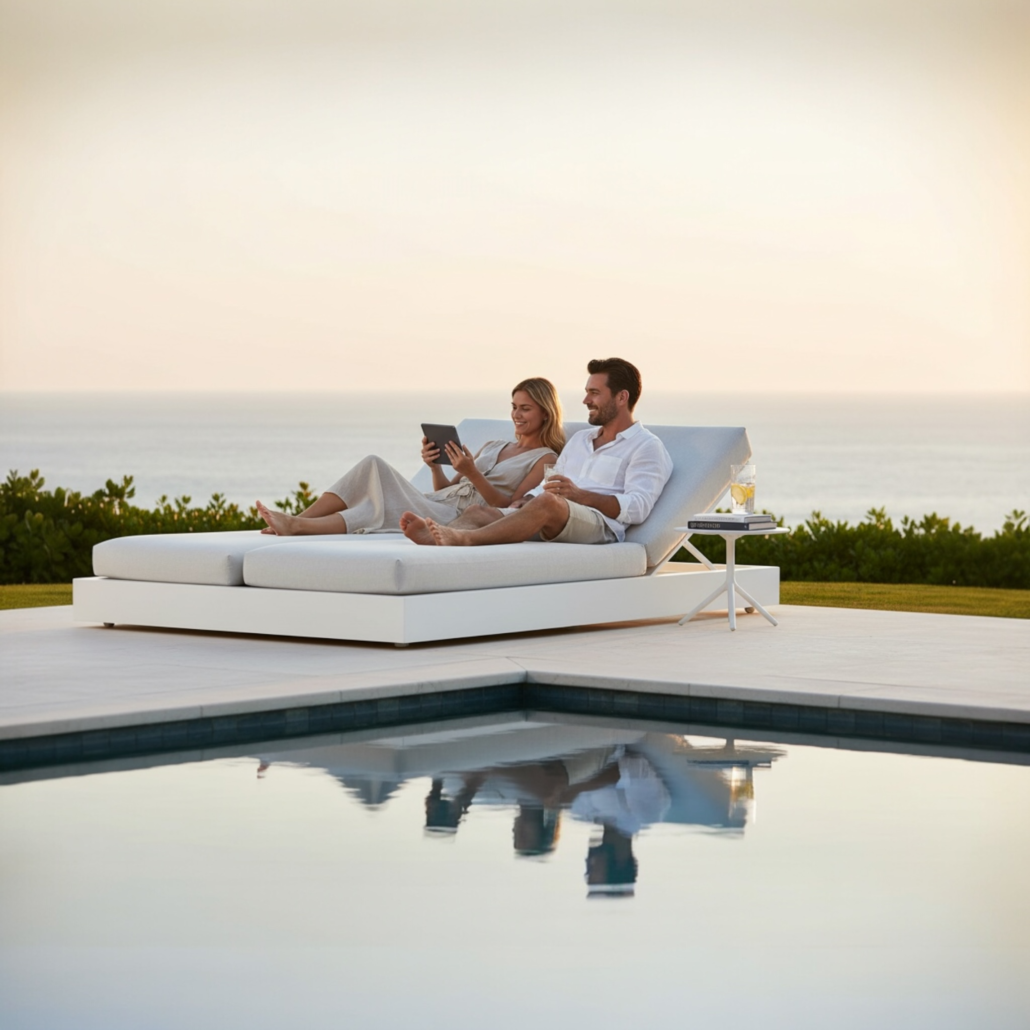 Lit de piscine double luxe en aluminium - COMO BED