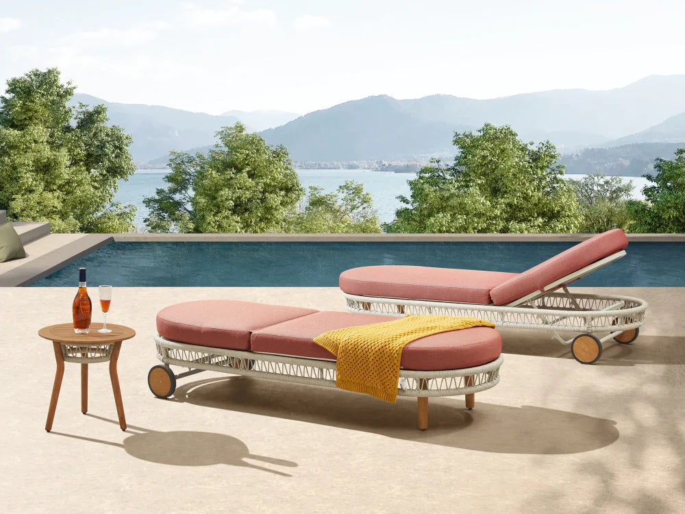 Bain de soleil design en corde coussin rose - ROSE