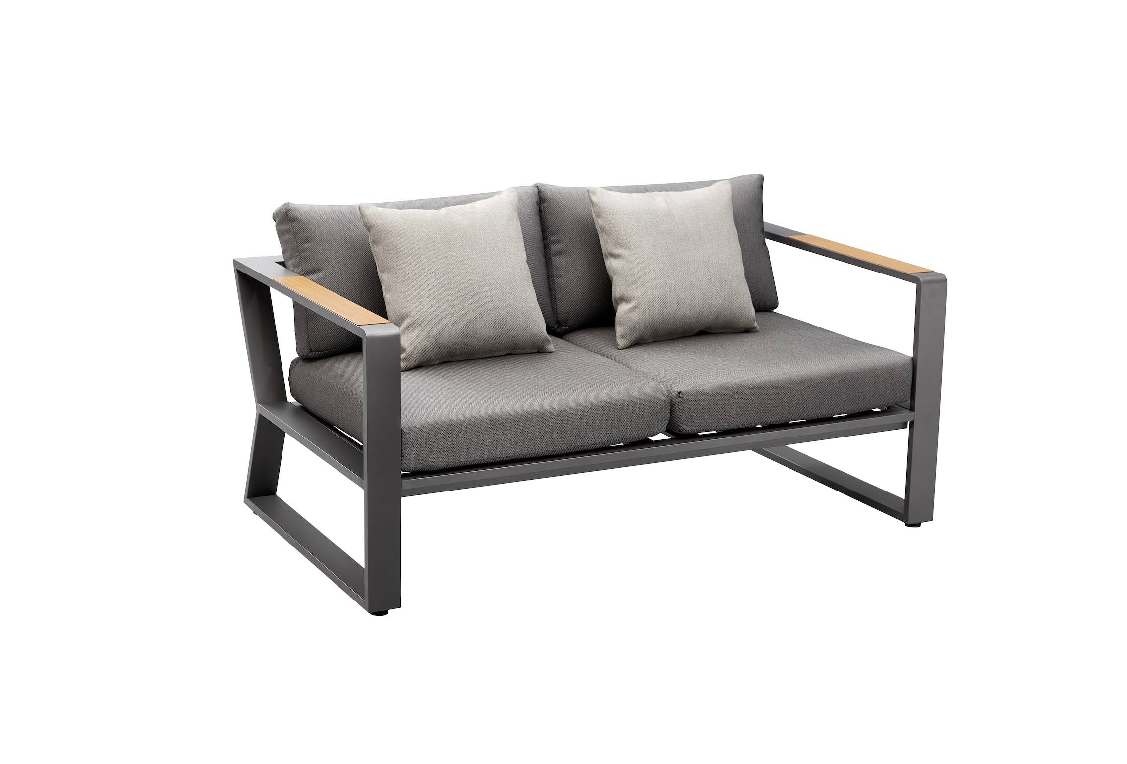 Salon de jardin design en aluminium et en teck - EXY MINI NOIR