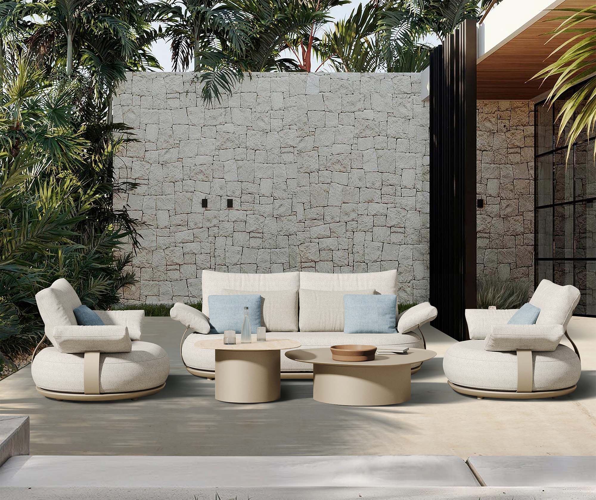 Salon de jardin modulable luxe design en aluminium 4 places - ELYO
