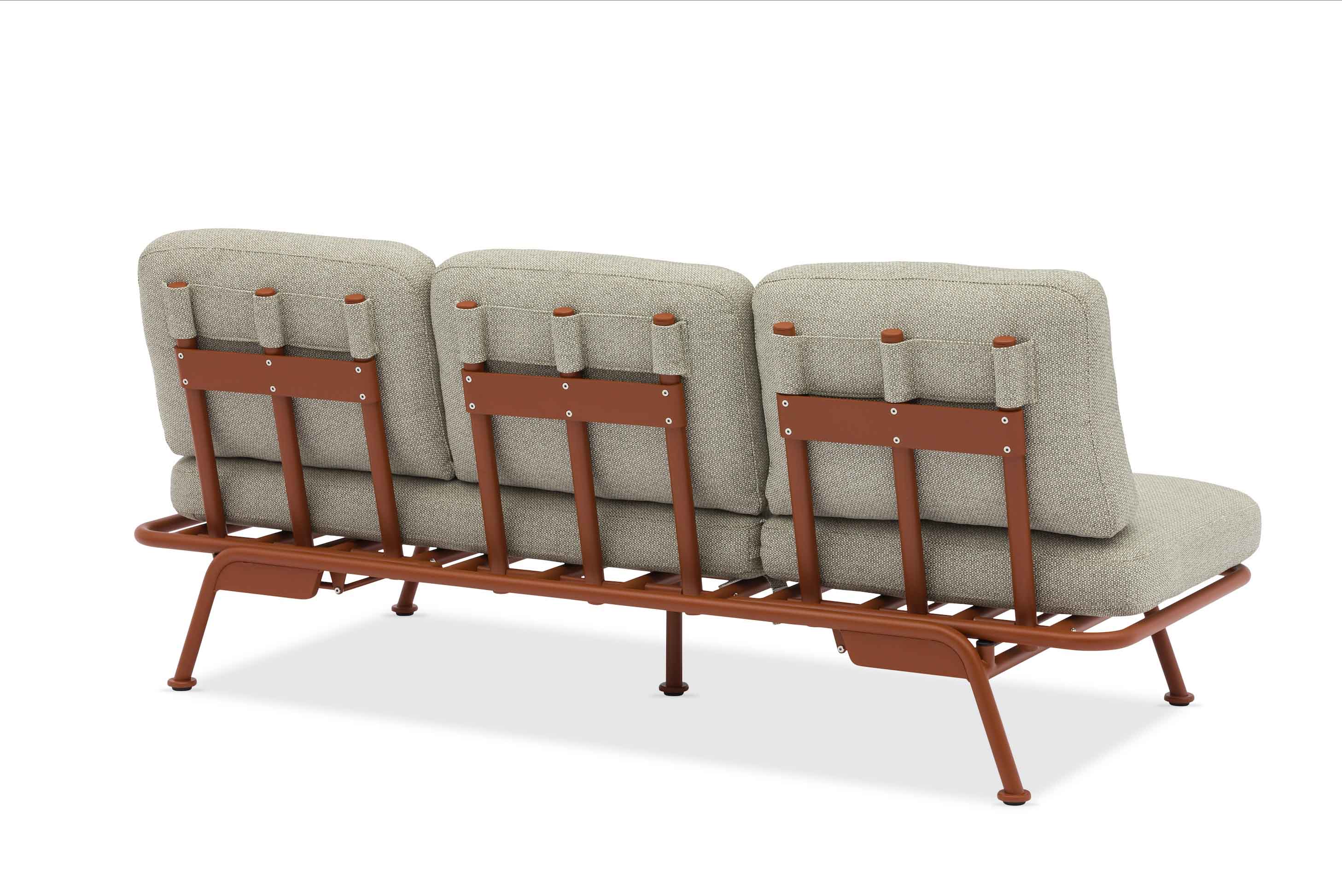 Salon de jardin / bain de soleil modulable en aluminium terracotta - SUNNY