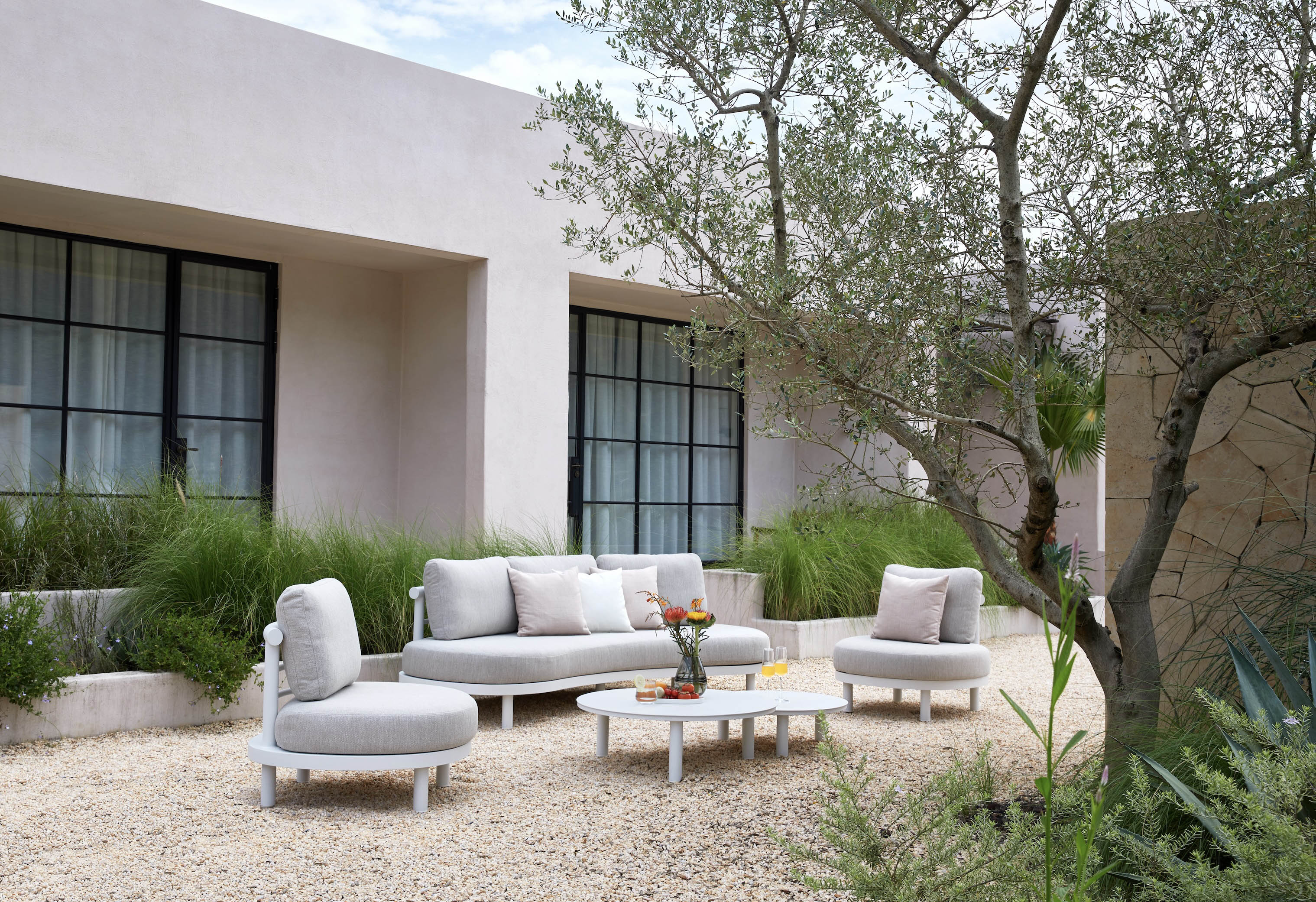 Canapé de jardin extérieur design aluminium - AMBRE BLANC