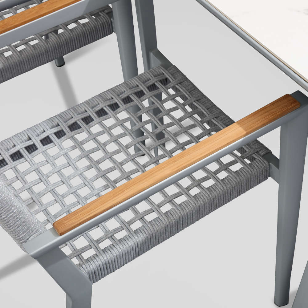 Chaises de jardin en aluminium et corde - CHAMPION GRIS