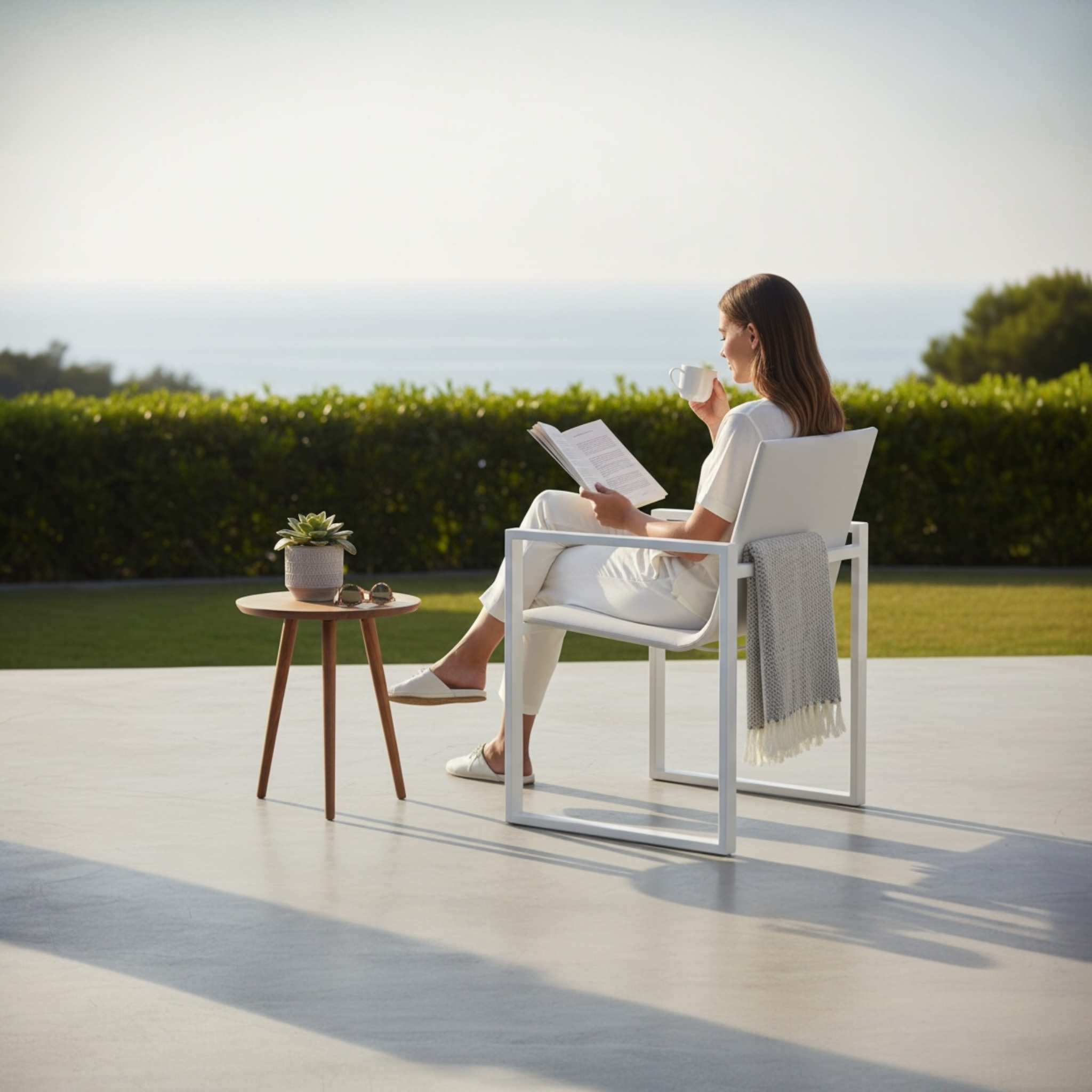 Chaise de jardin design en aluminium - COMO blanc (lot de 2)