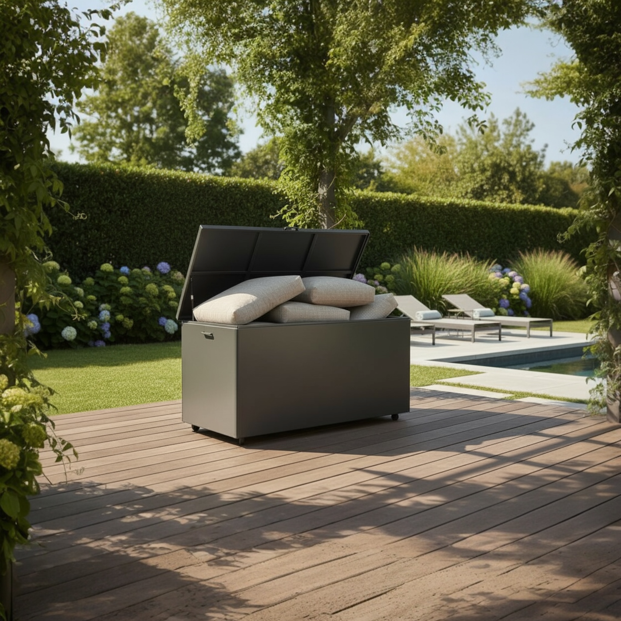 Coffre de jardin en aluminium luxe - EASY GRIS