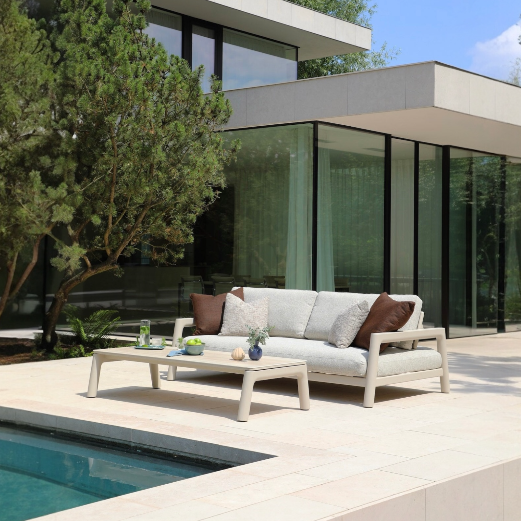 Canapé de jardin Convertible en lit de piscine Matia