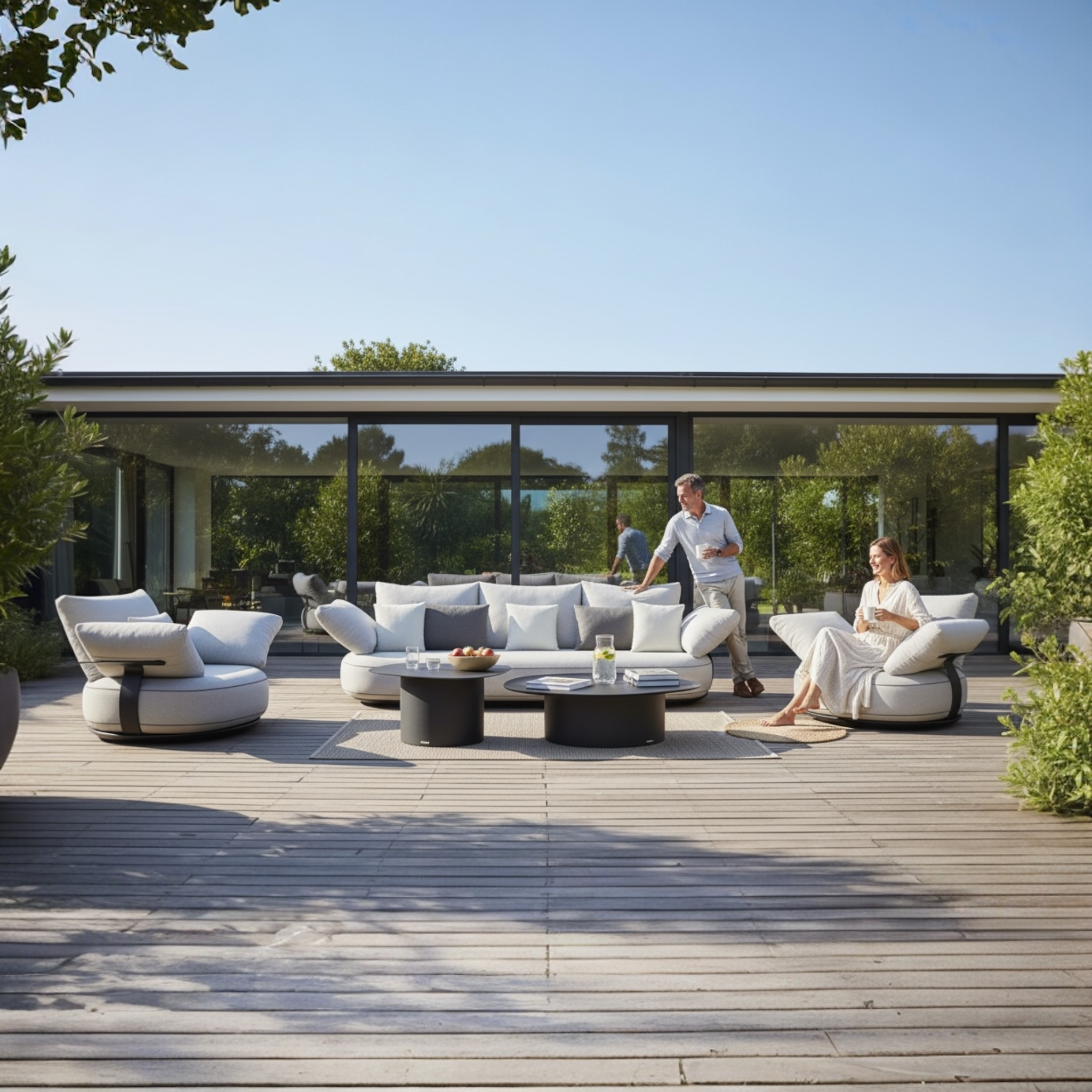 Salon de jardin haut de gamme en aluminium design gris foncé